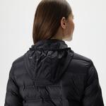 Kadın Dik Yaka Kapitone Siyah Mont