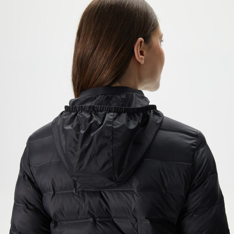 Kadın Dik Yaka Kapitone Siyah Mont