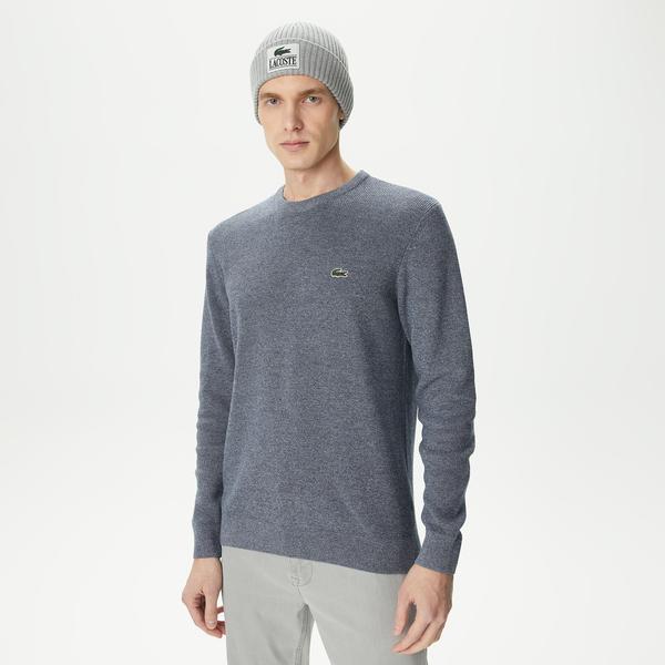 Erkek Regular Fit Bisiklet Yaka Gri Kazak