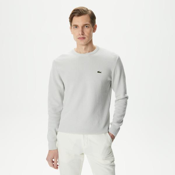 Erkek Regular Fit Bisiklet Yaka Gri Kazak