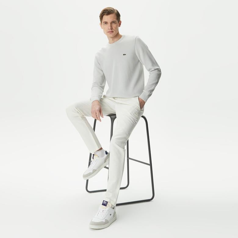 Erkek Regular Fit Bisiklet Yaka Gri Kazak