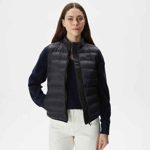 Kadın Dik Yaka Kapitone Siyah Yelek