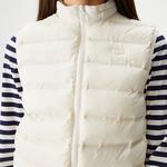 Kadın Dik Yaka Kapitone Beyaz Yelek