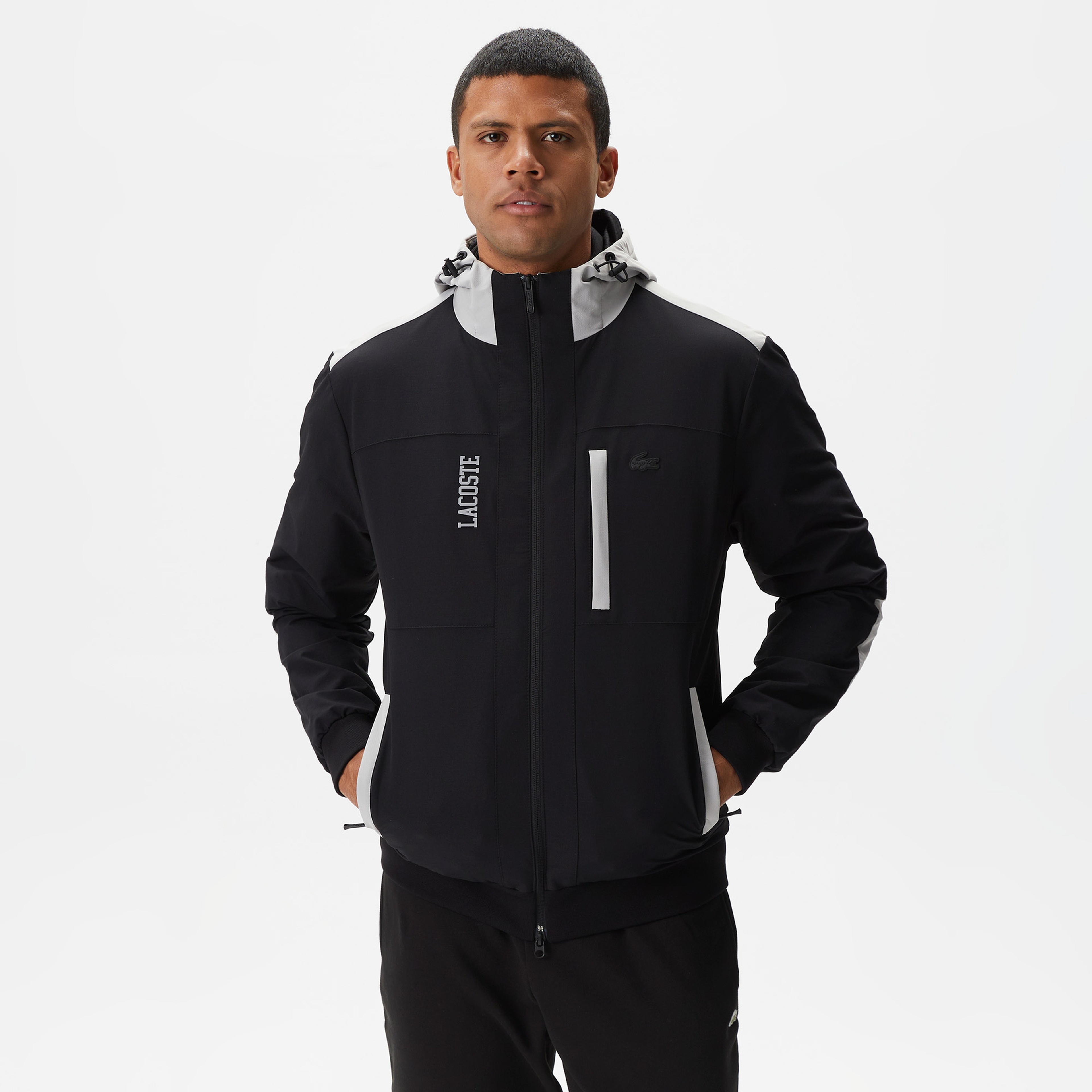 Erkek Kapüşonlu Siyah Mont