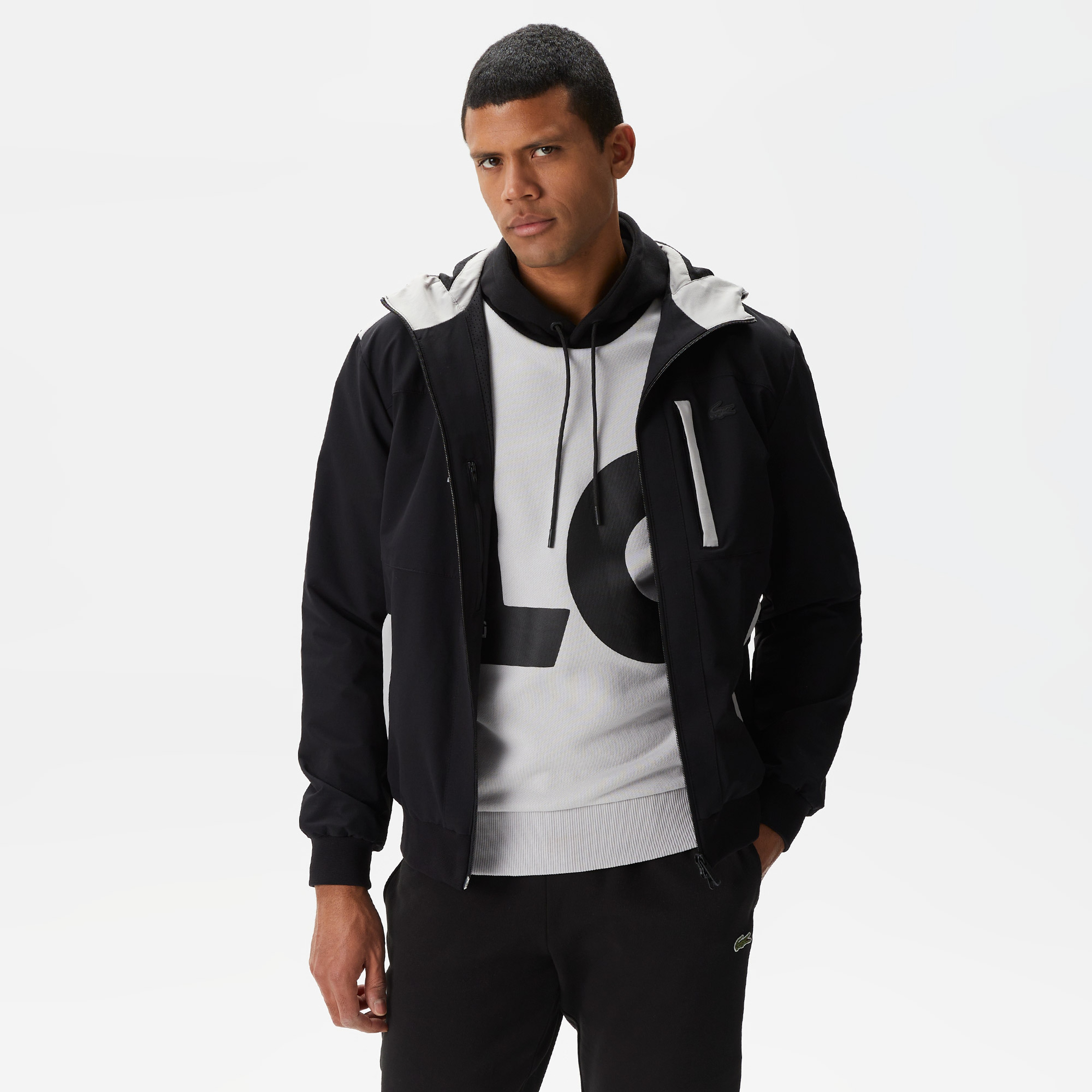 Erkek Kapüşonlu Siyah Mont