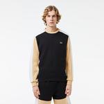 Erkek Classic Fit Bisiklet Yaka Renk Bloklu Siyah Sweatshirt