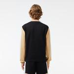 Erkek Classic Fit Bisiklet Yaka Renk Bloklu Siyah Sweatshirt