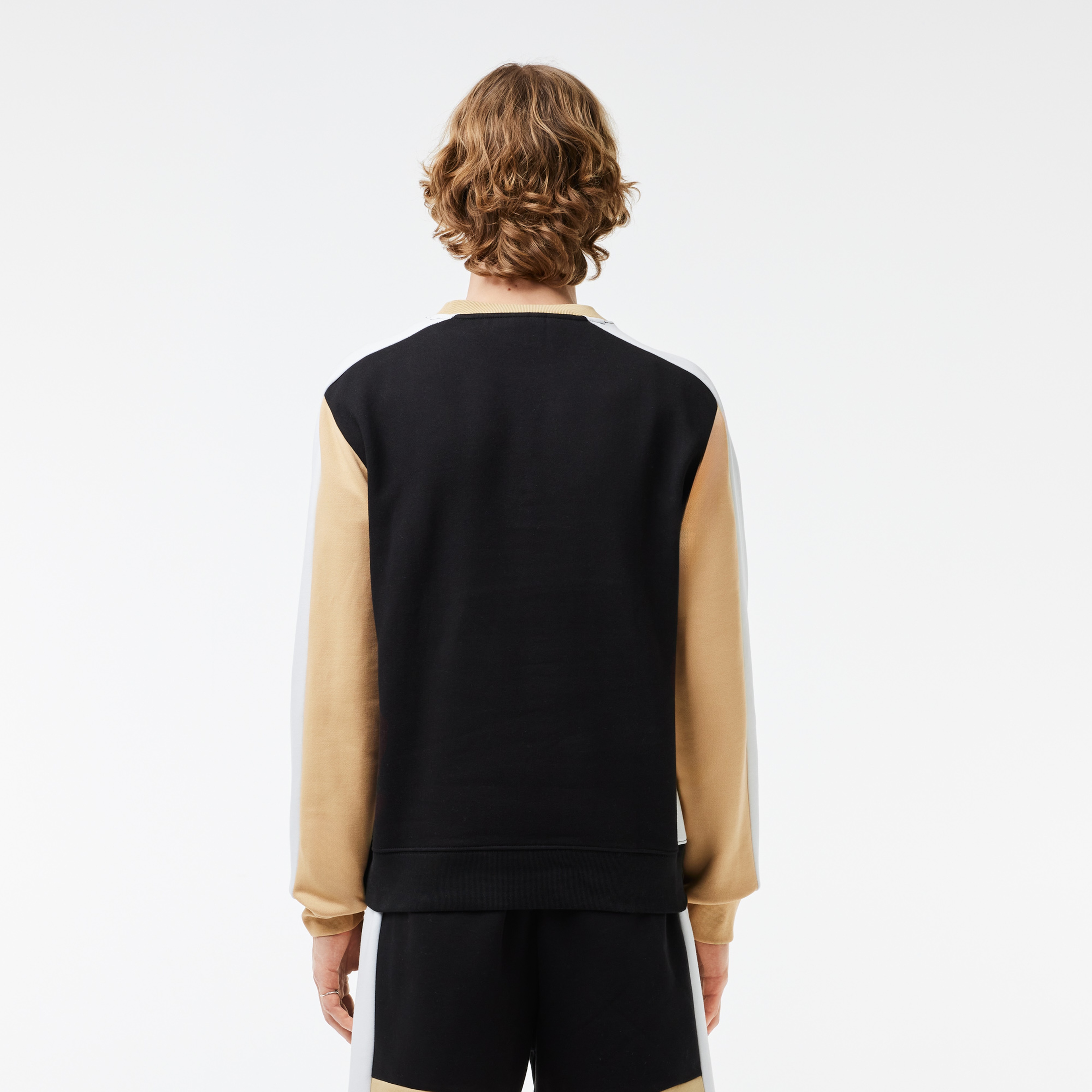 Erkek Classic Fit Bisiklet Yaka Renk Bloklu Siyah Sweatshirt