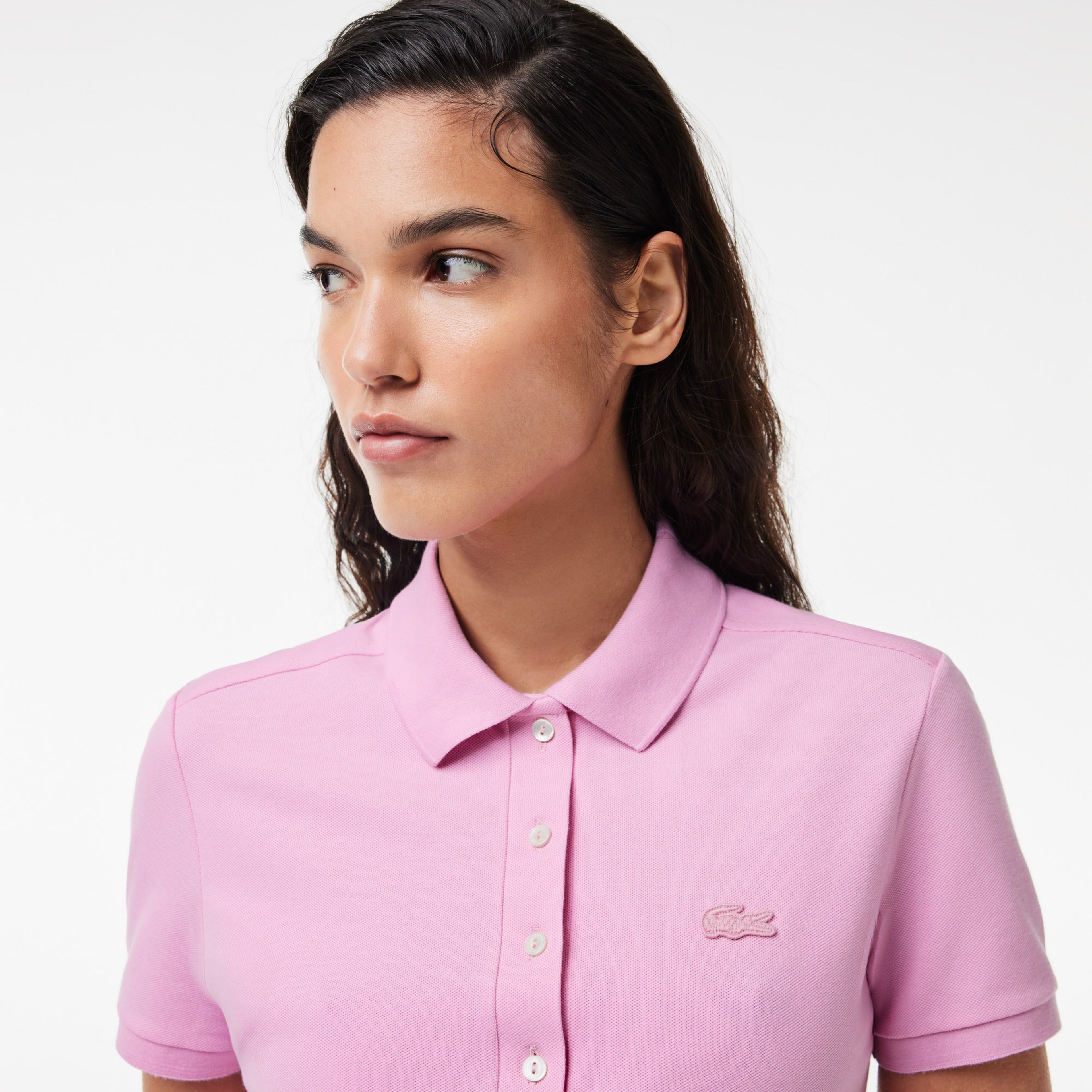 Kadın Straight Fit Polo Yaka Pembe Elbise