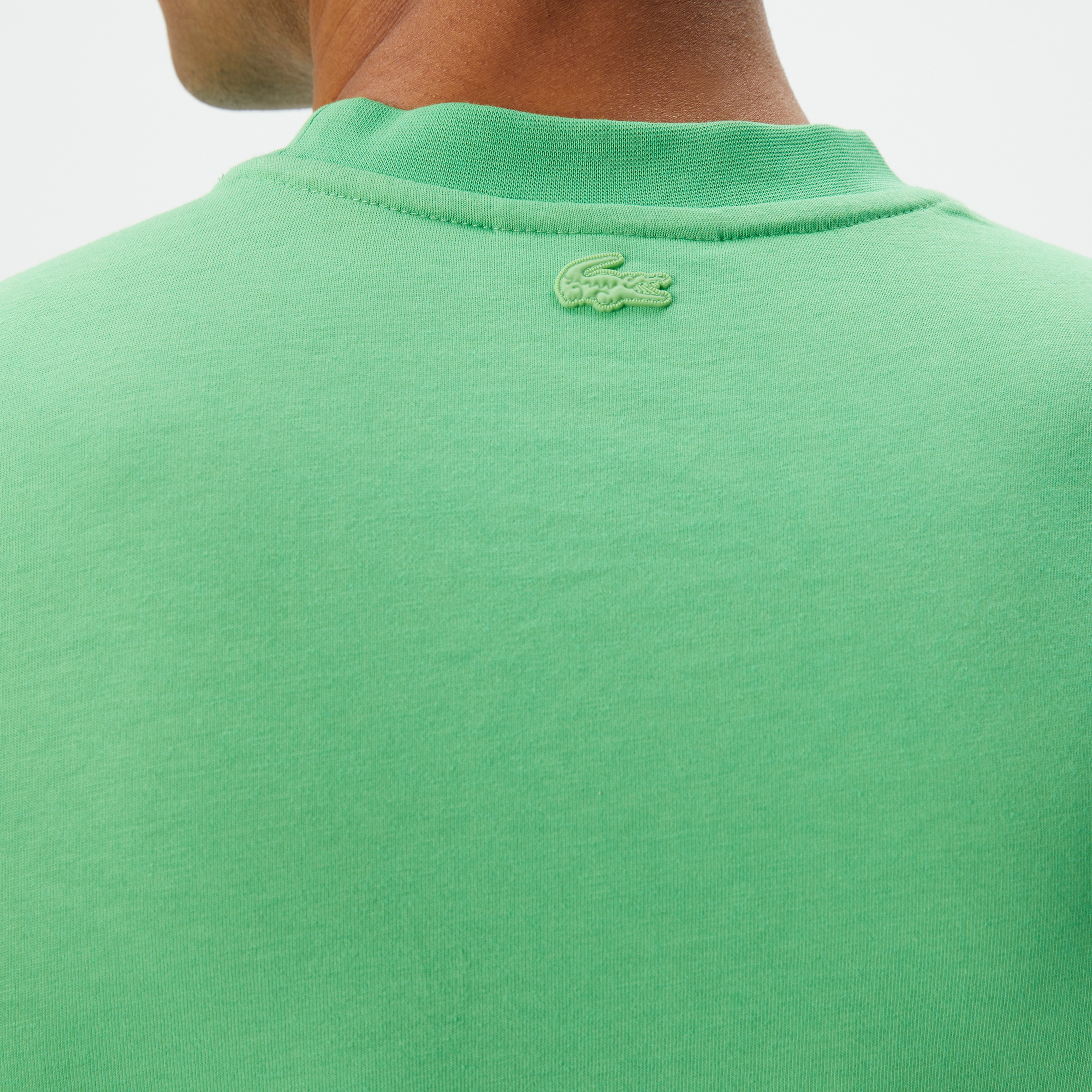 Erkek Slim Fit Bisiklet Yaka Baskılı Yeşil T-Shirt