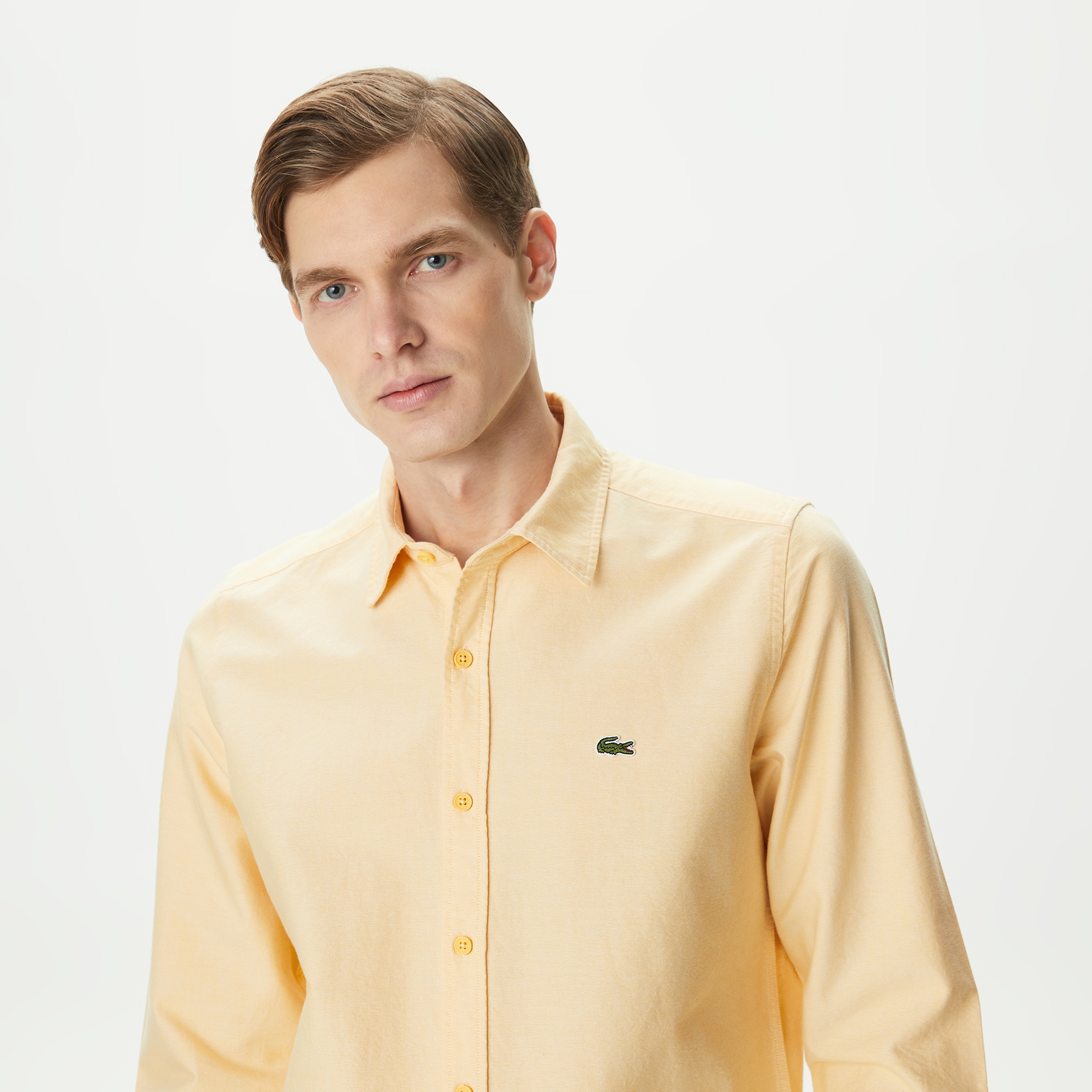 Erkek Slim Fit Sarı Gömlek