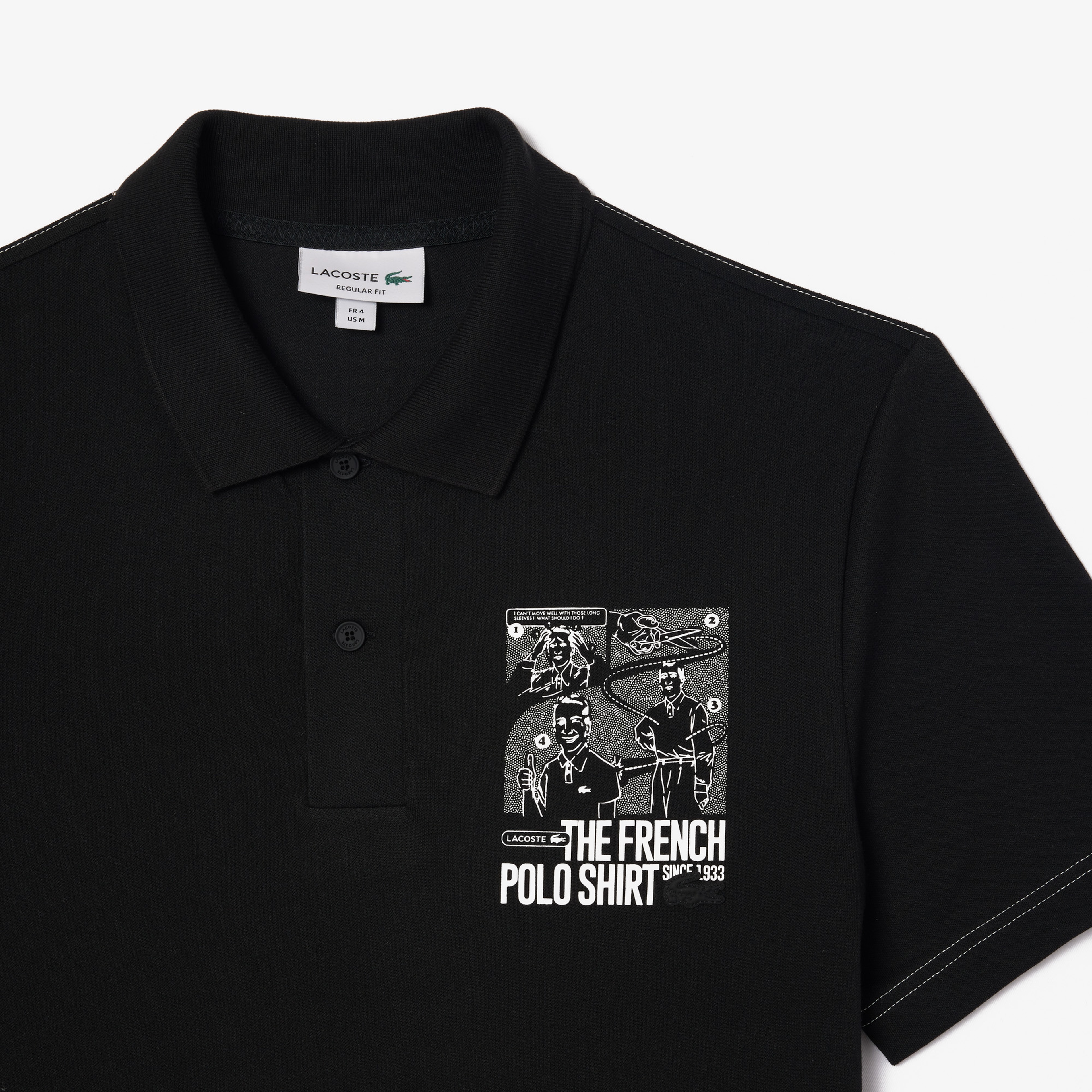 Erkek Regular Fit Baskılı Siyah Polo