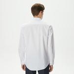 Erkek Slim Fit Düğmeli Yaka Beyaz Gömlek