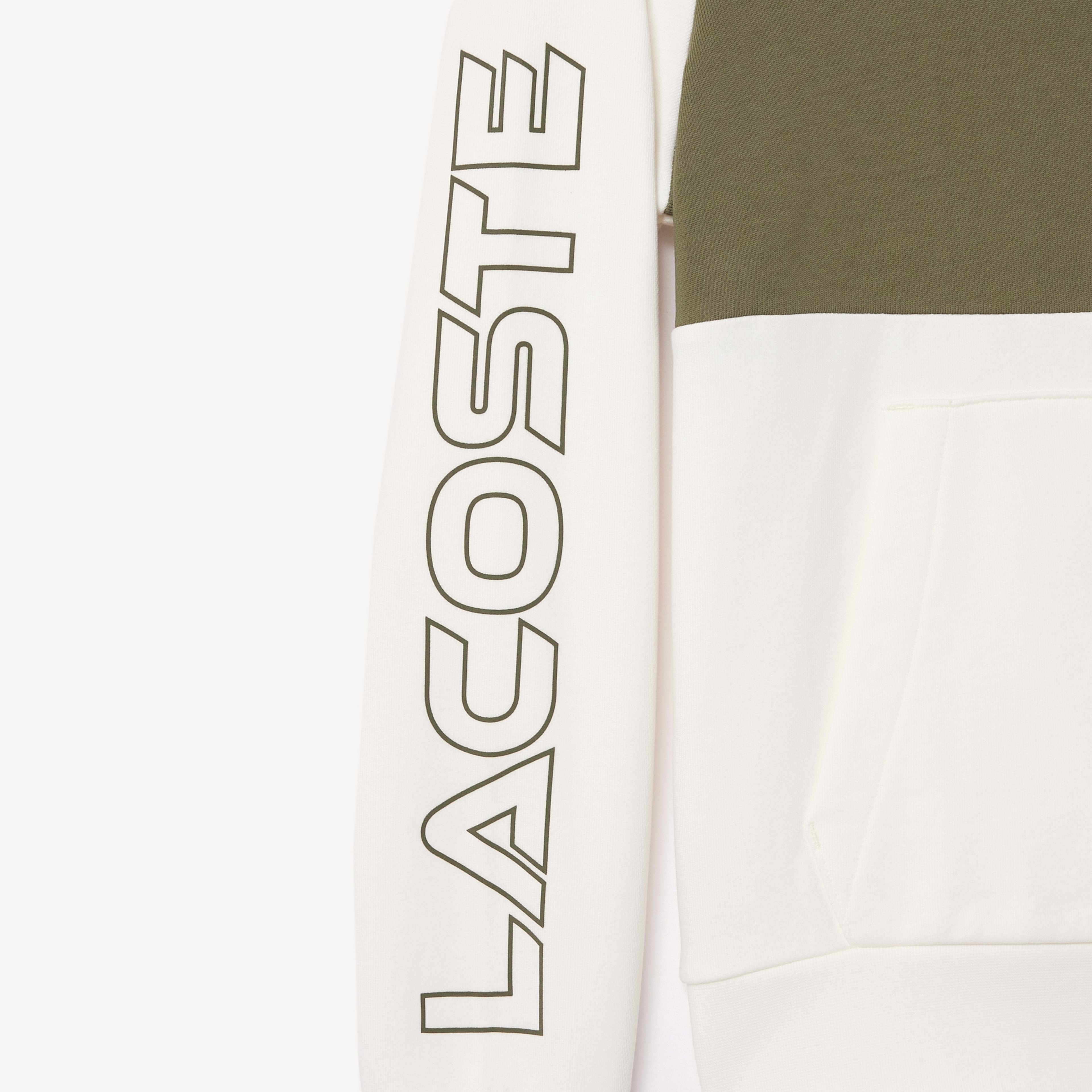 Erkek Classic Fit Kapüşonlu Renk Bloklu Krem Sweatshirt