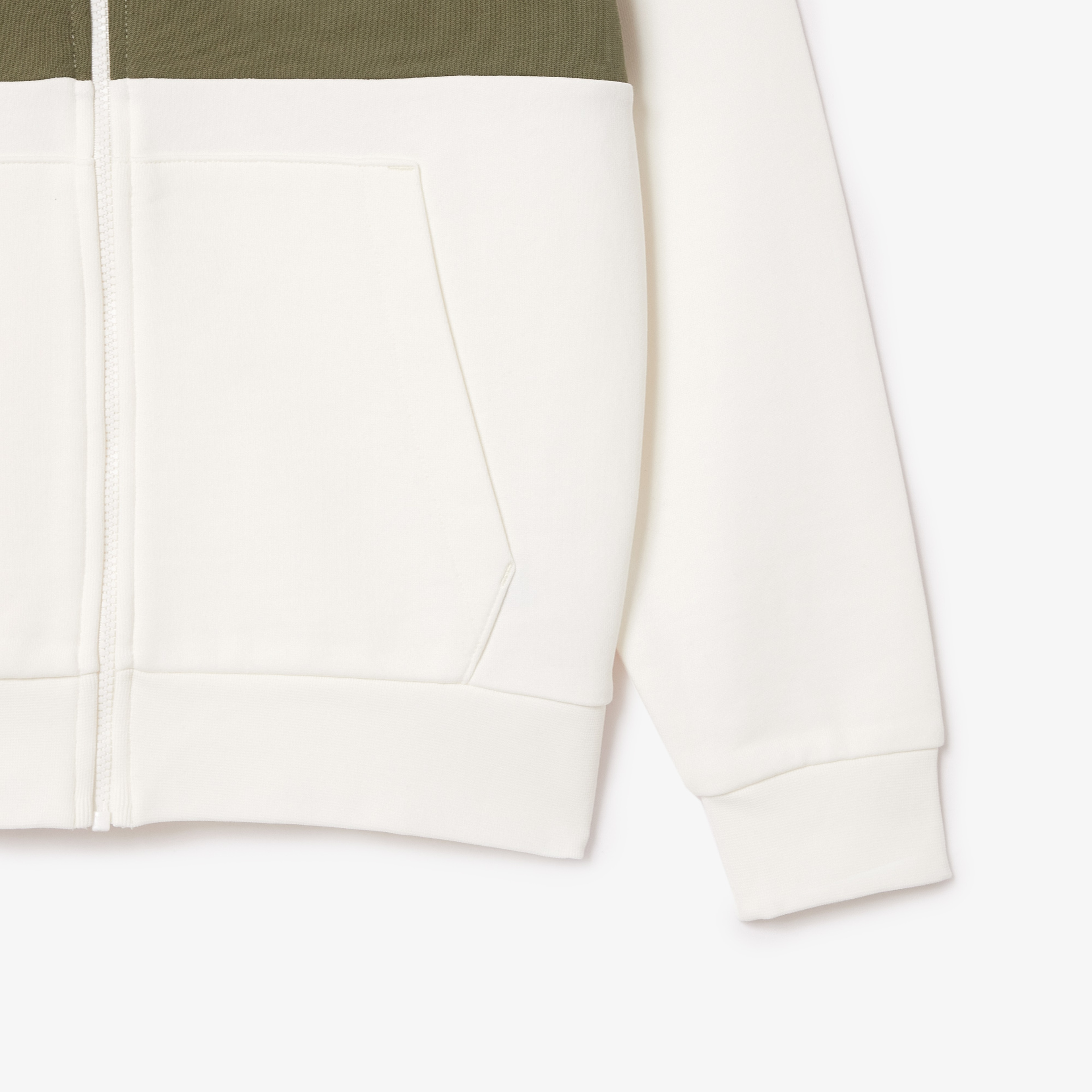 Erkek Classic Fit Kapüşonlu Renk Bloklu Krem Sweatshirt