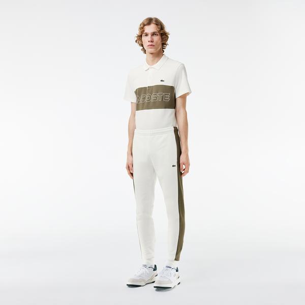 Erkek Tapered Fit Renk Bloklu Krem Eşofman Altı