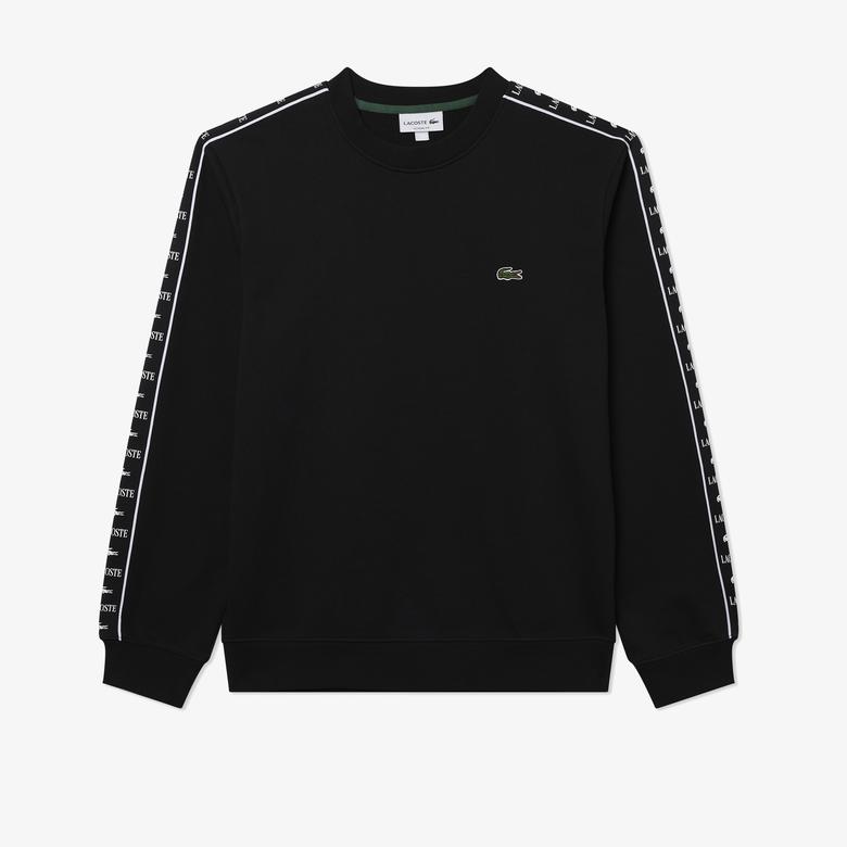 Erkek Classic Fit Bisiklet Yaka Baskılı Siyah Sweatshirt