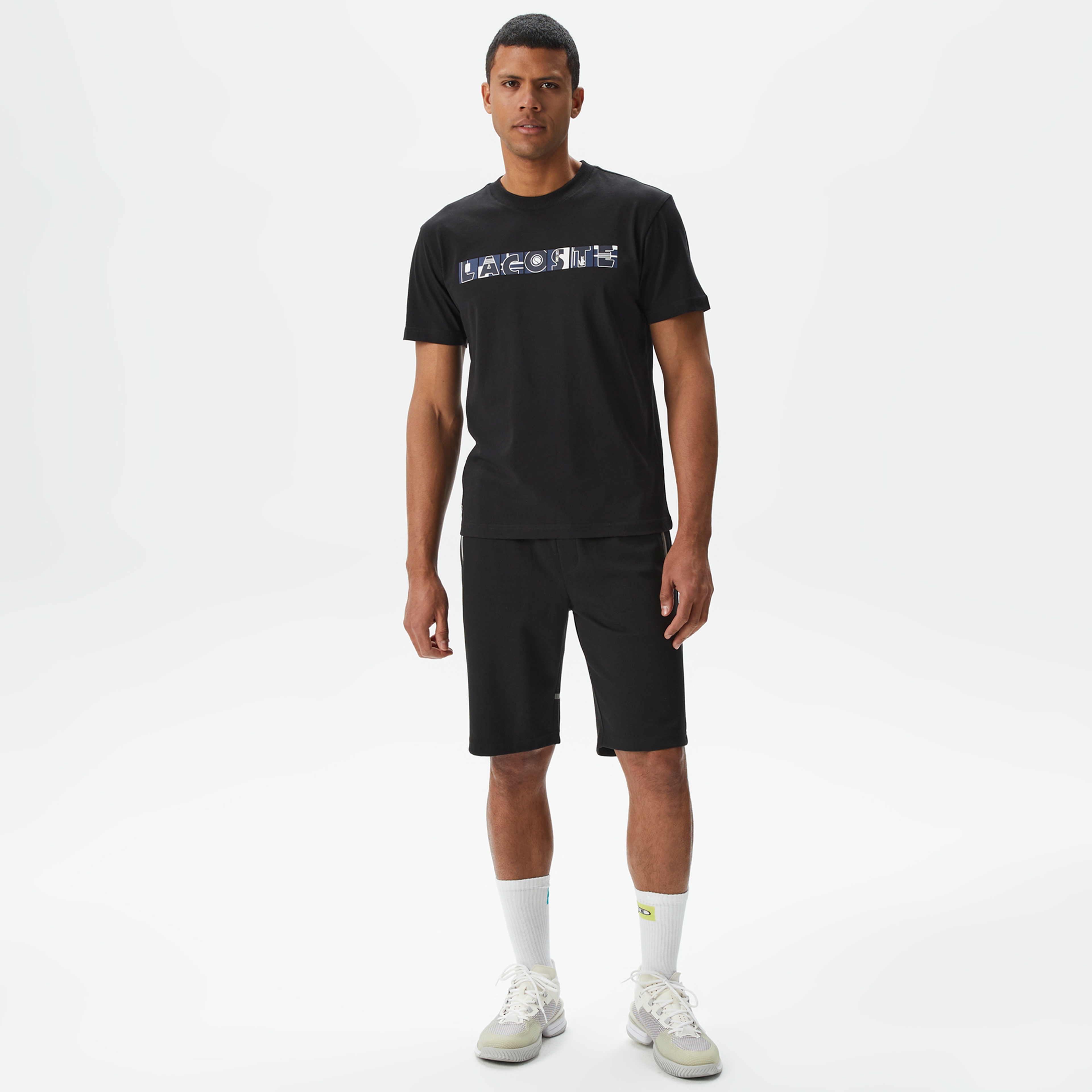 Erkek Relaxed Fit Bisiklet Yaka Baskılı Siyah T-Shirt