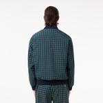 Erkek Dik Yaka Ekose Lacivert Bomber Ceket