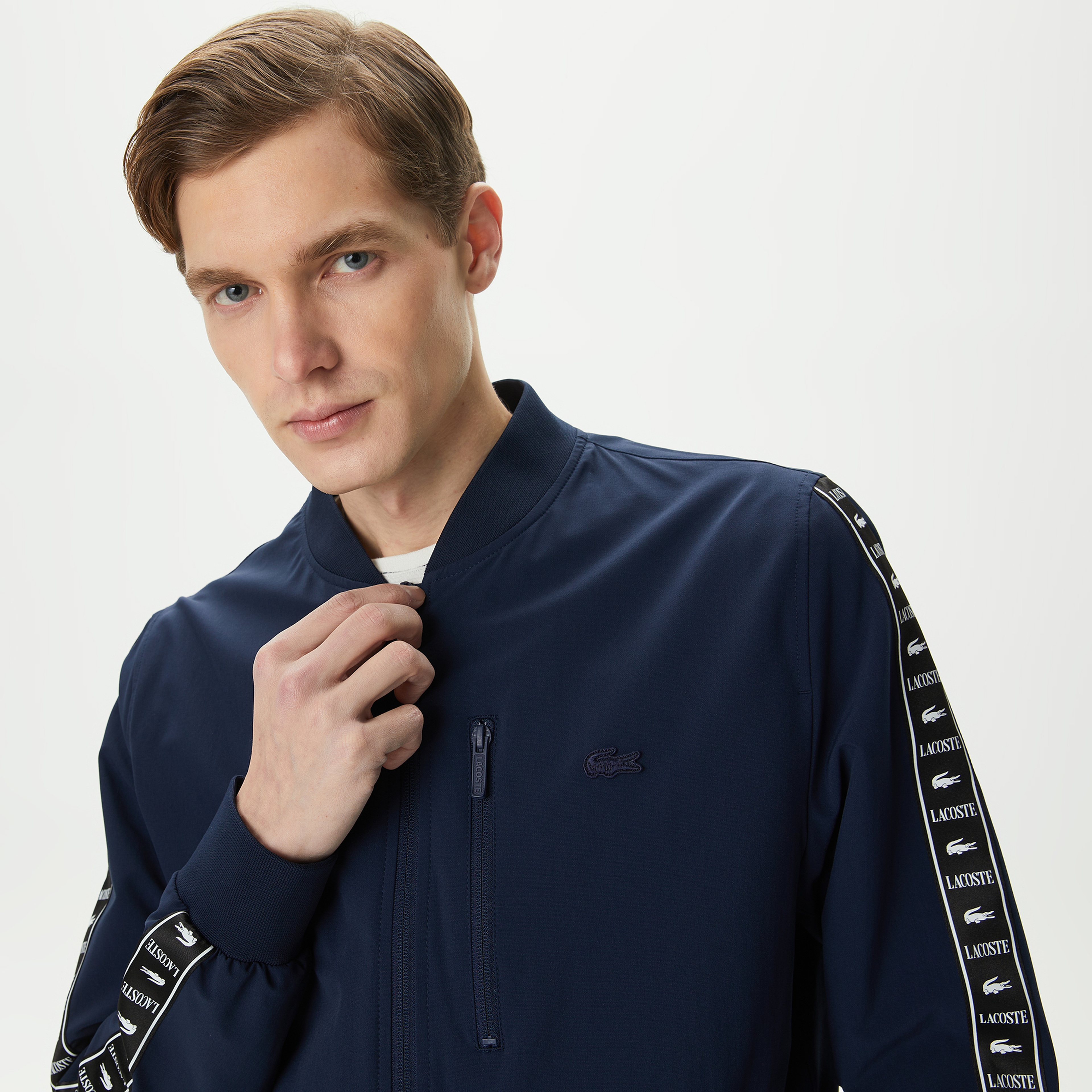 Erkek Baskılı Lacivert Bomber Ceket