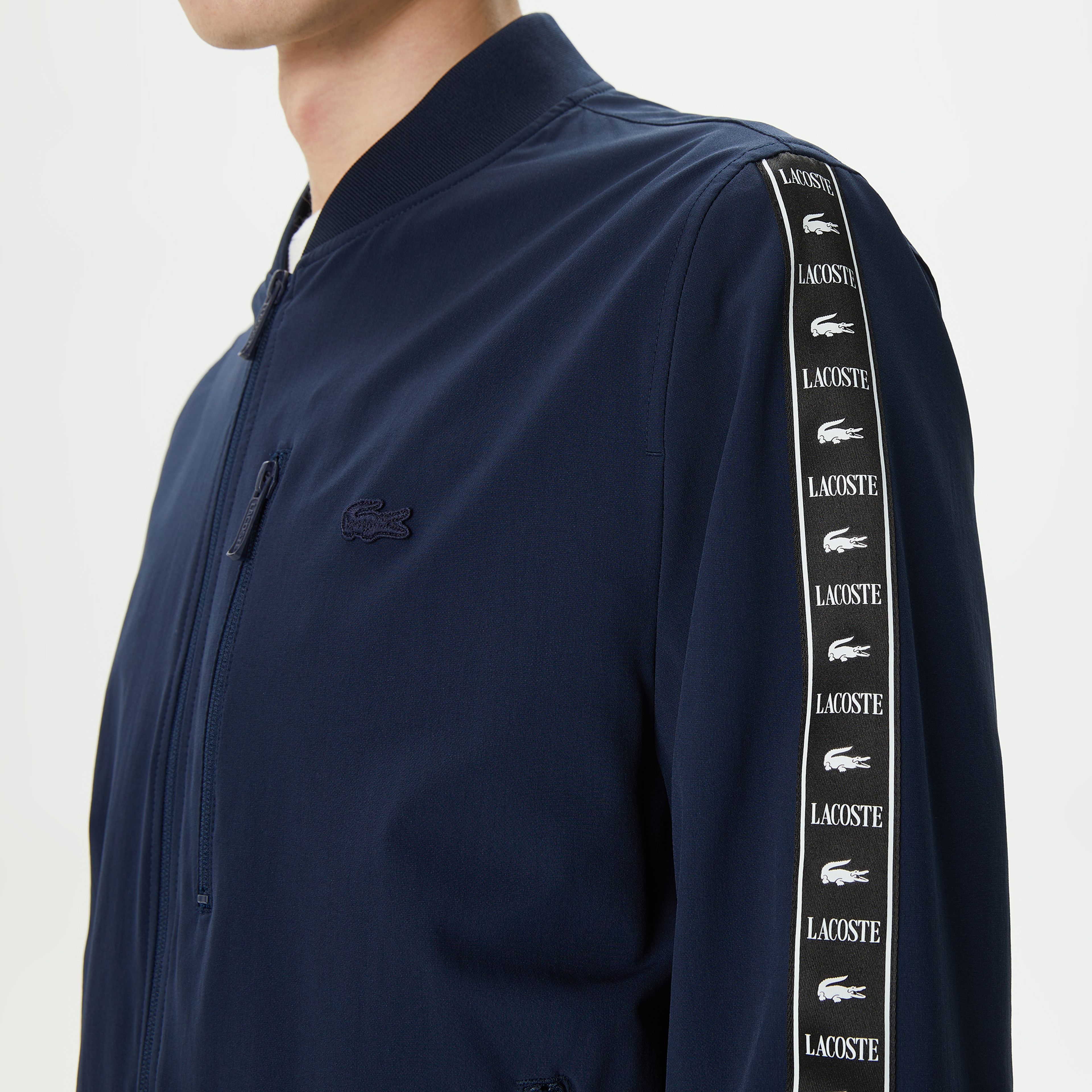 Erkek Baskılı Lacivert Bomber Ceket