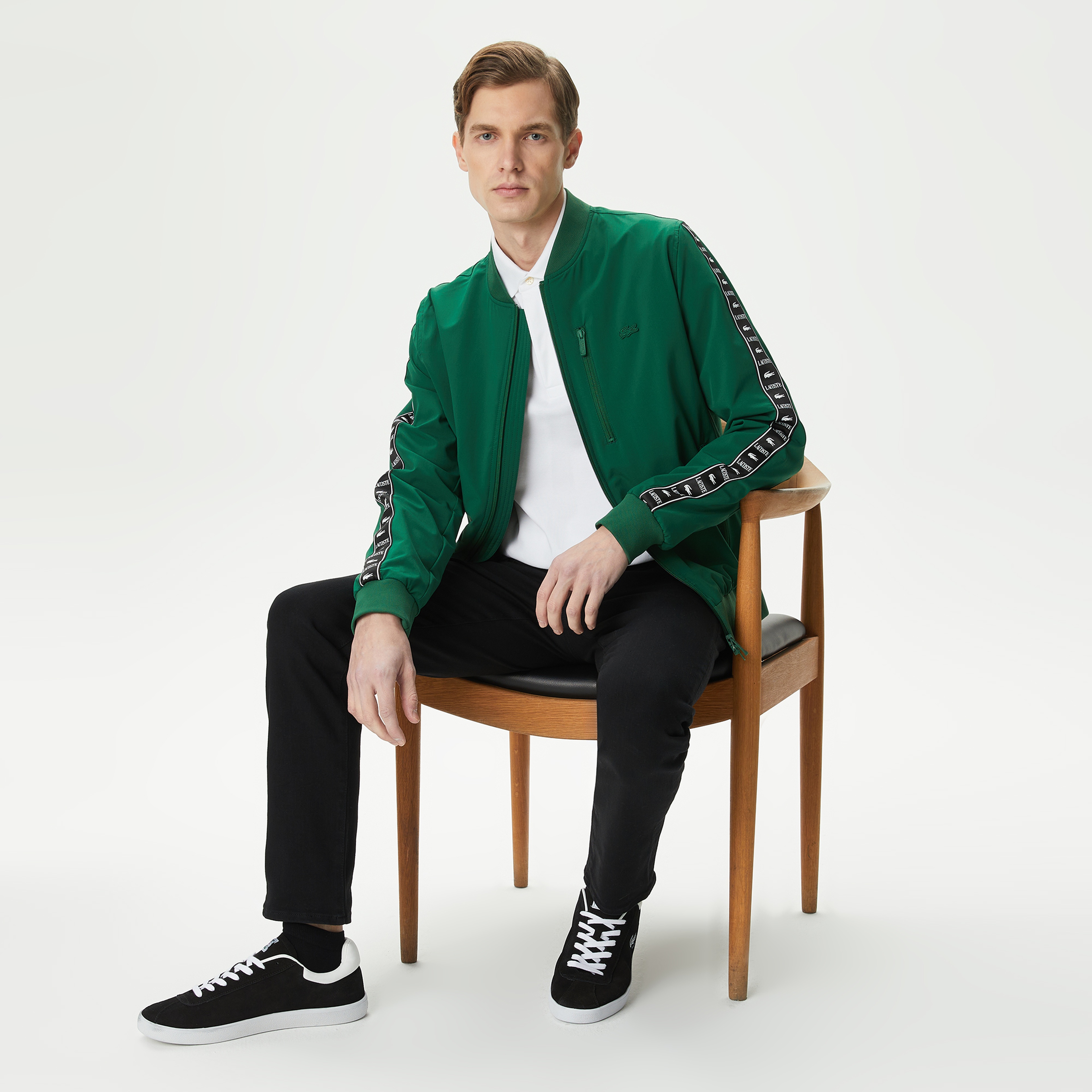 Erkek Baskılı Yeşil Bomber Ceket