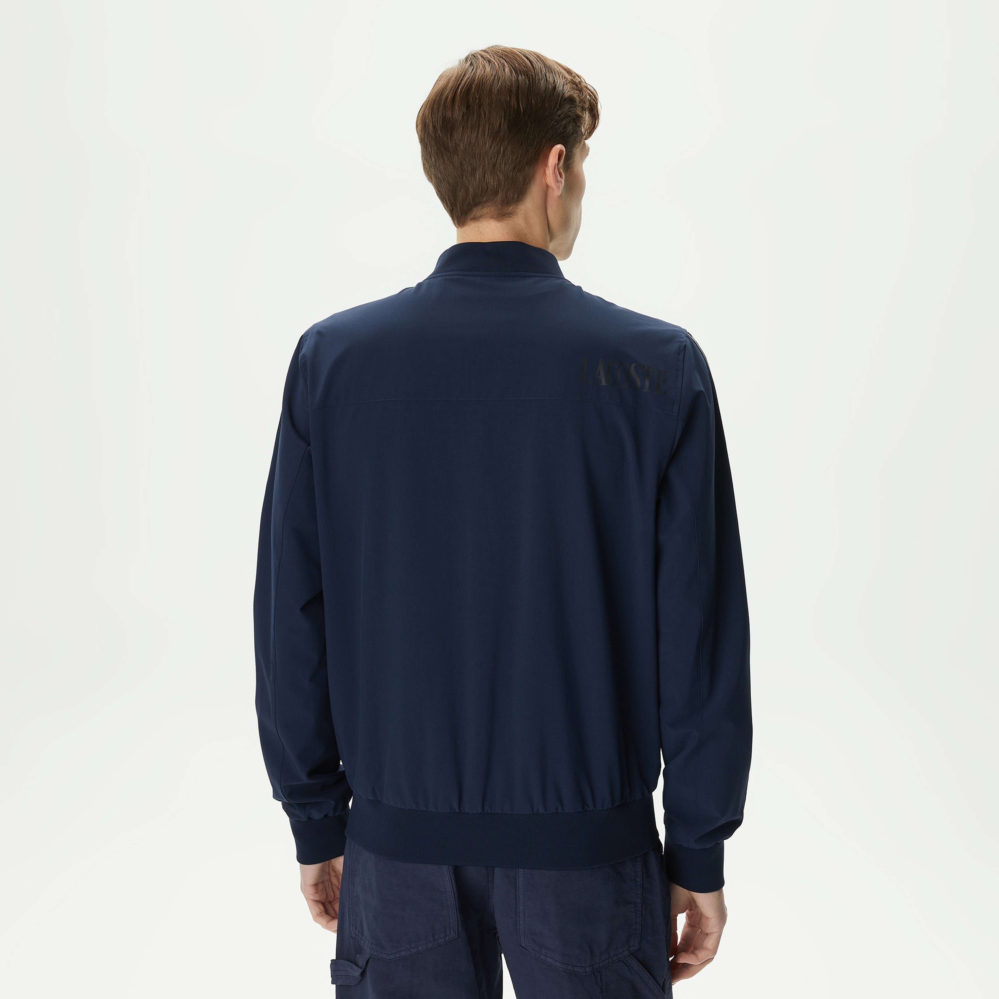 Erkek Baskılı Lacivert Bomber Ceket