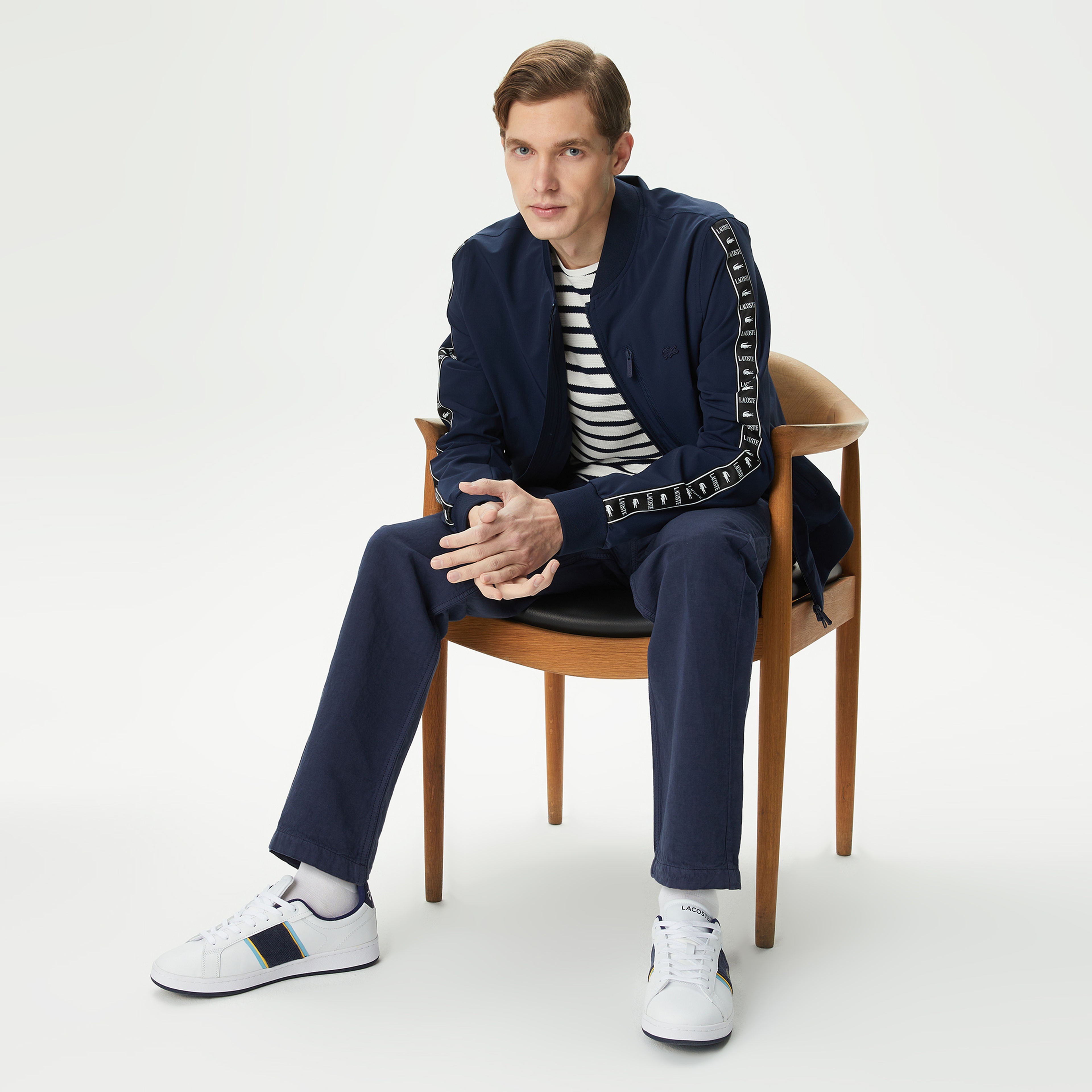 Erkek Baskılı Lacivert Bomber Ceket