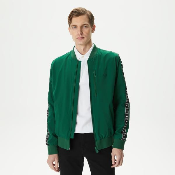 Erkek Baskılı Yeşil Bomber Ceket