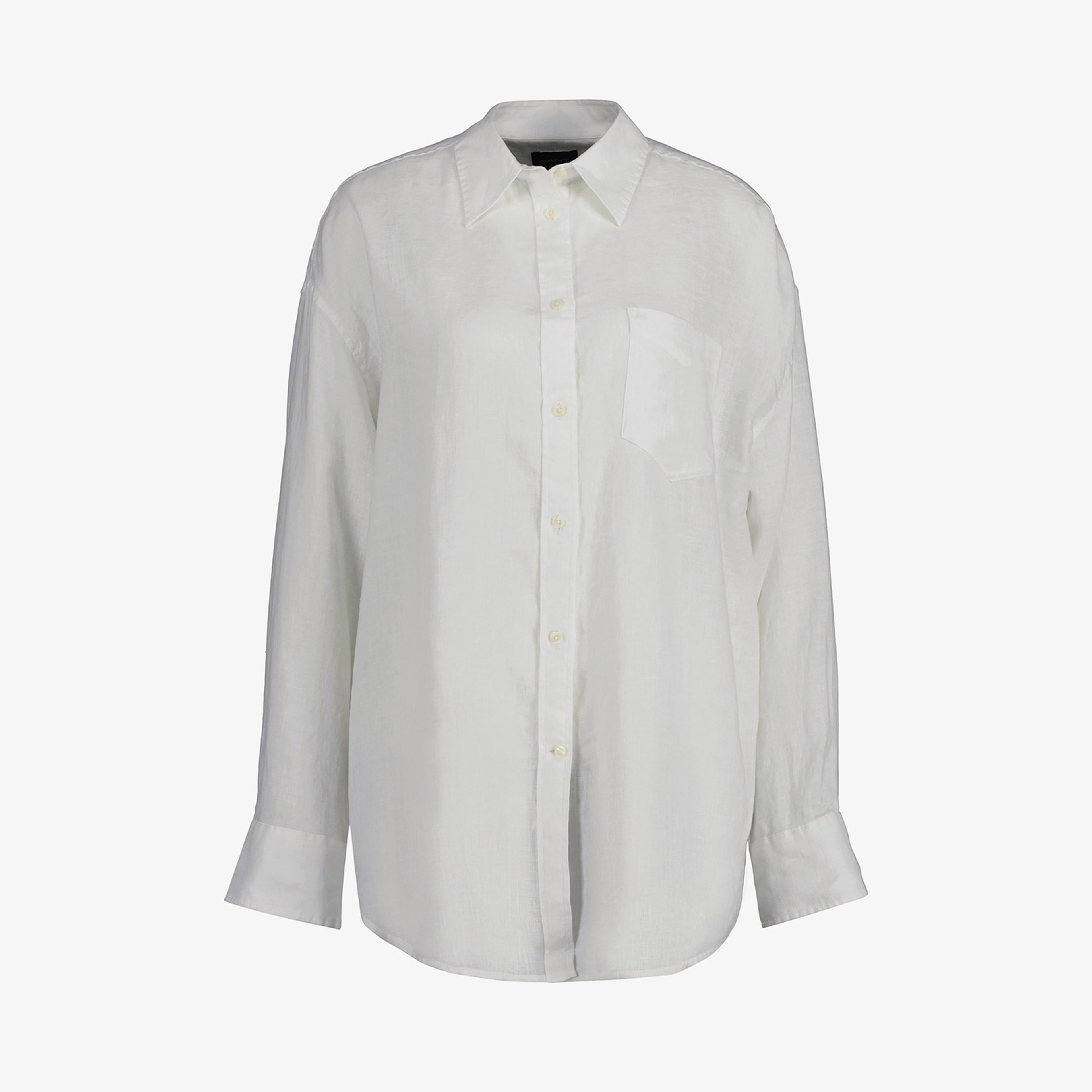 GANT Kadın Beyaz Oversize Fit Klasik Yaka Keten Gömlek