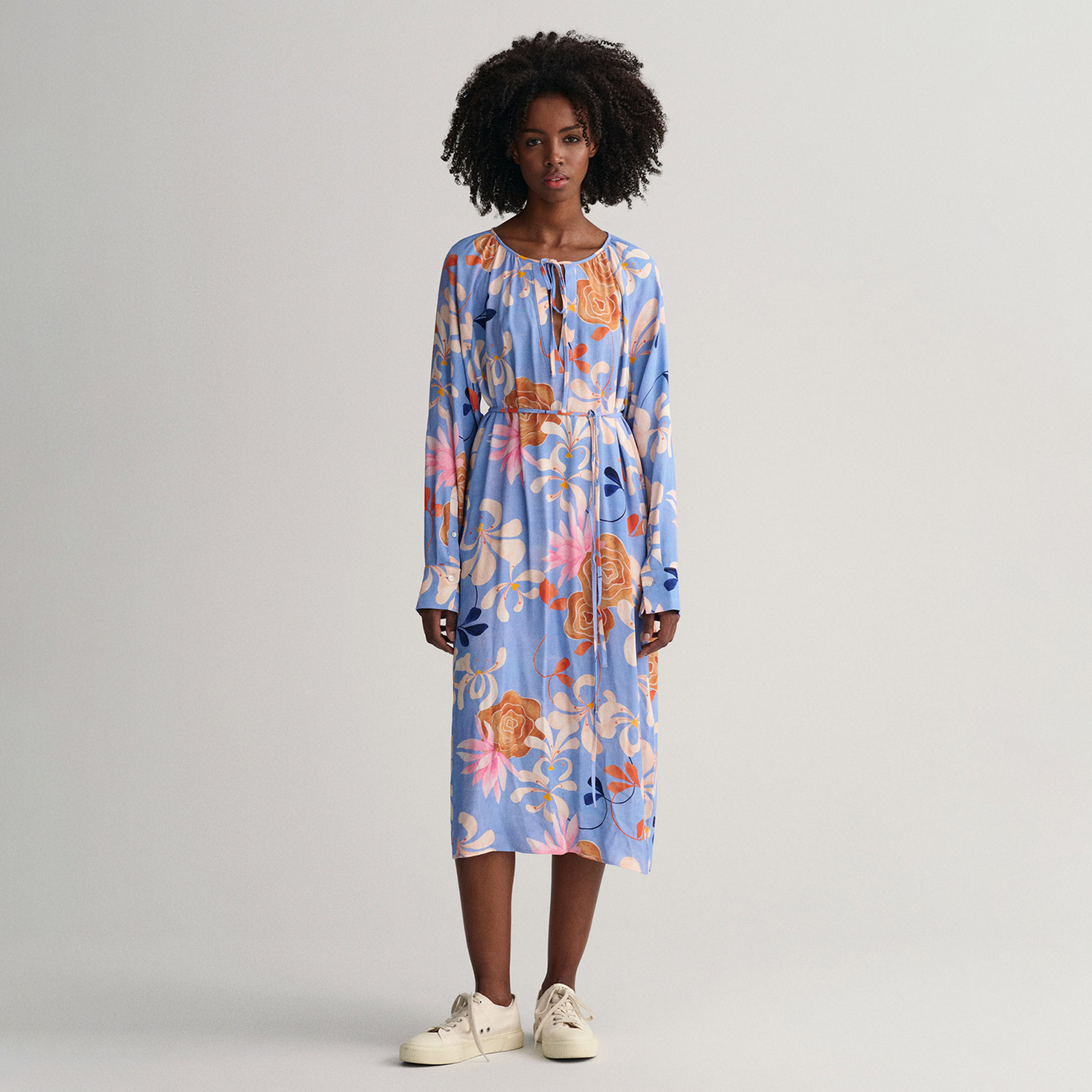 GANT Kadın Mavi Regular Fit Bisiklet Yaka Elbise