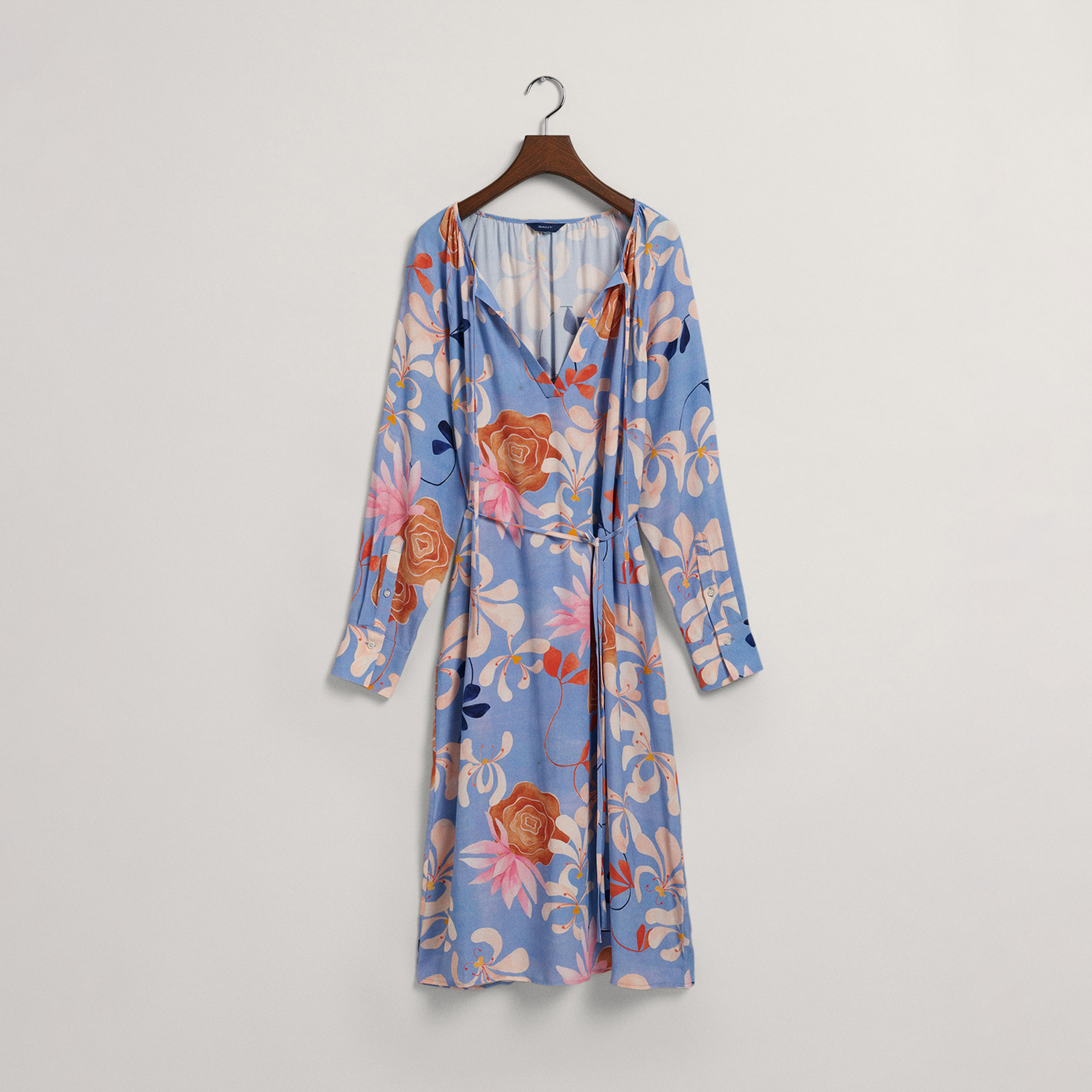 GANT Kadın Mavi Regular Fit Bisiklet Yaka Elbise