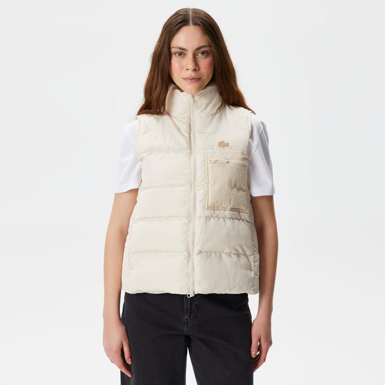 Kadın Dik Yaka Kapitone Bej Yelek