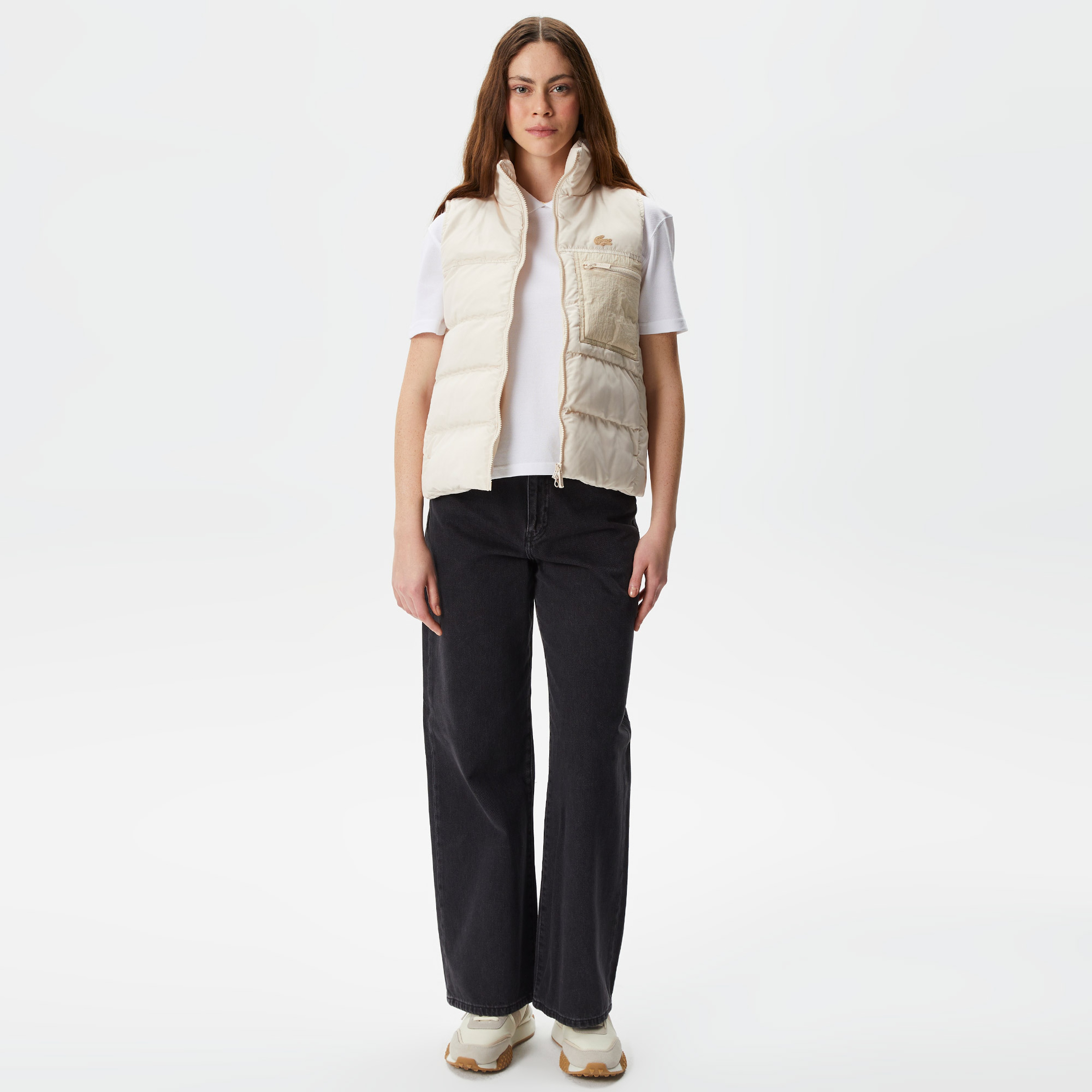 Kadın Dik Yaka Kapitone Bej Yelek