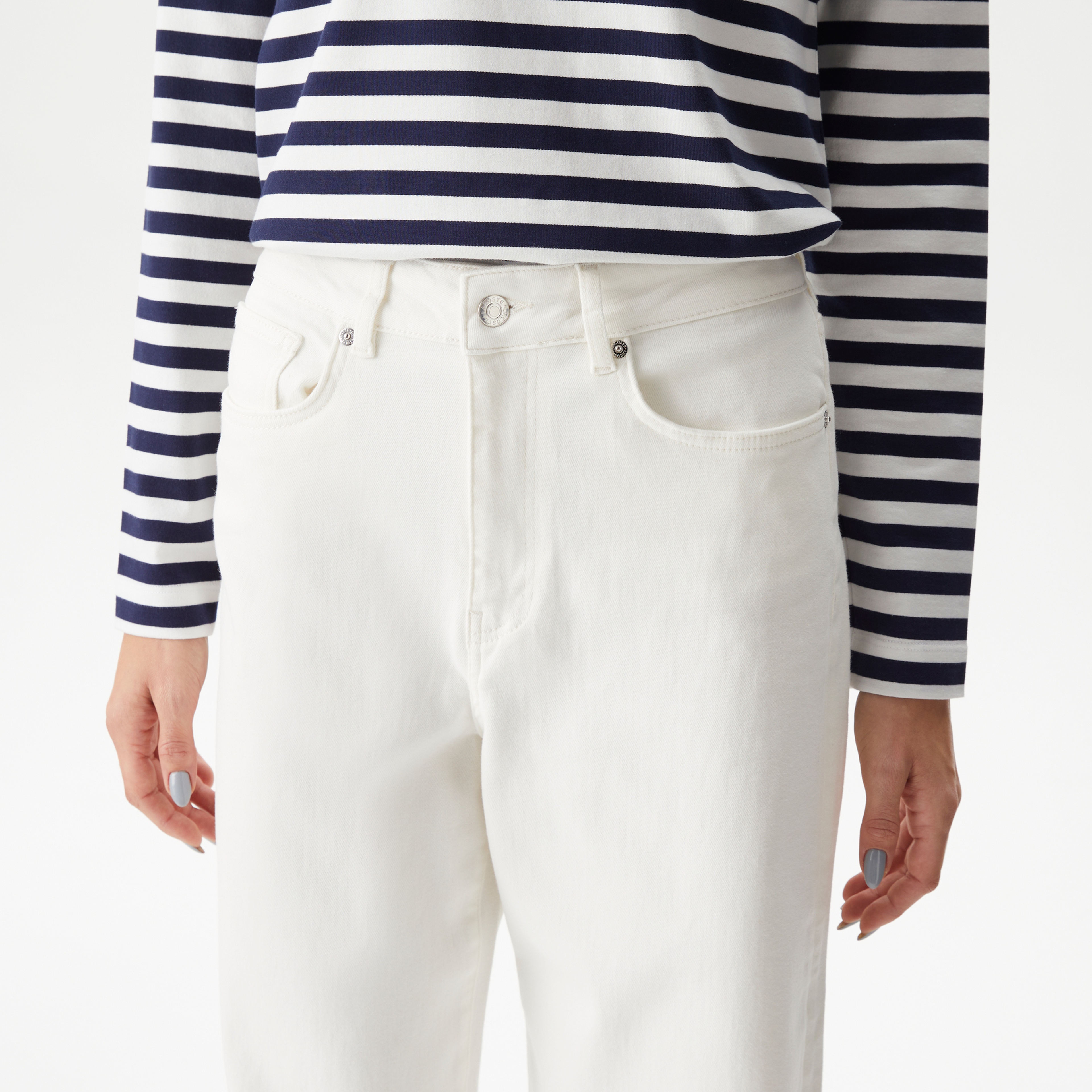 Kadın Loose Fit Beyaz Jean Pantolon