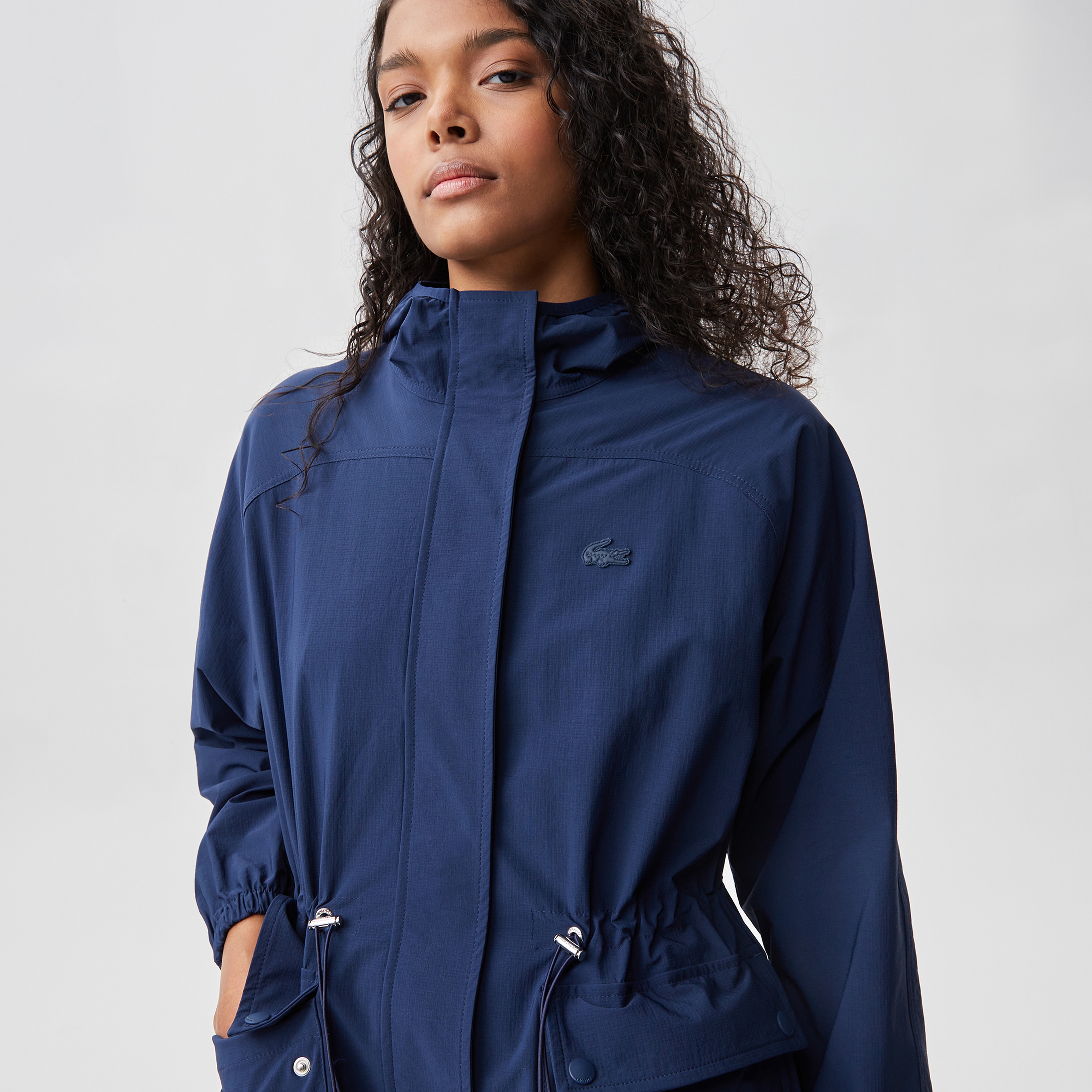 Kadın Kapüşonlu Lacivert Mont