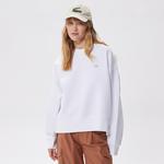 Kadın Oversize Fit Bisiklet Yaka Beyaz Sweatshirt