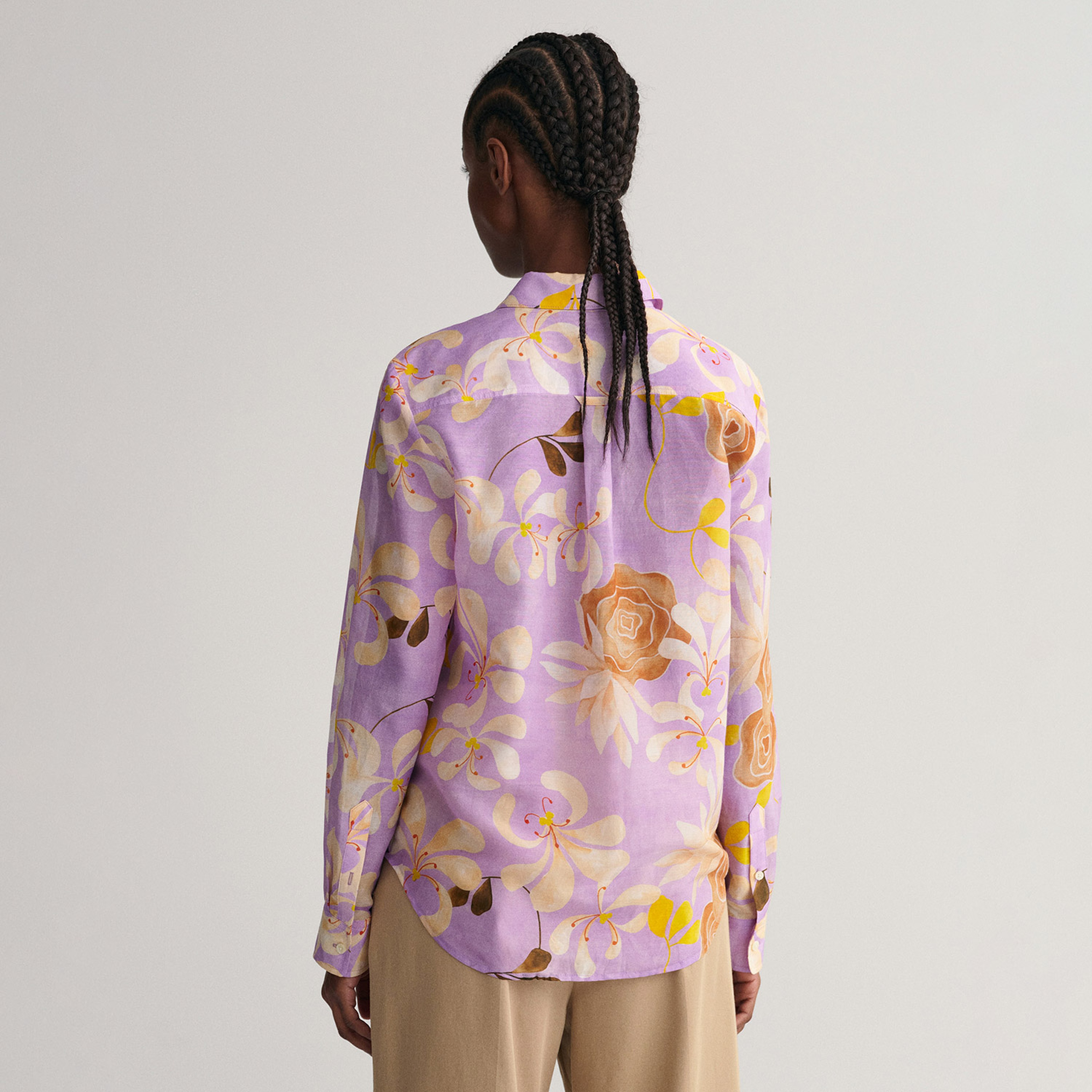 GANT Kadın Mor Regular Fit Düğmeli Yaka Desenli Gömlek