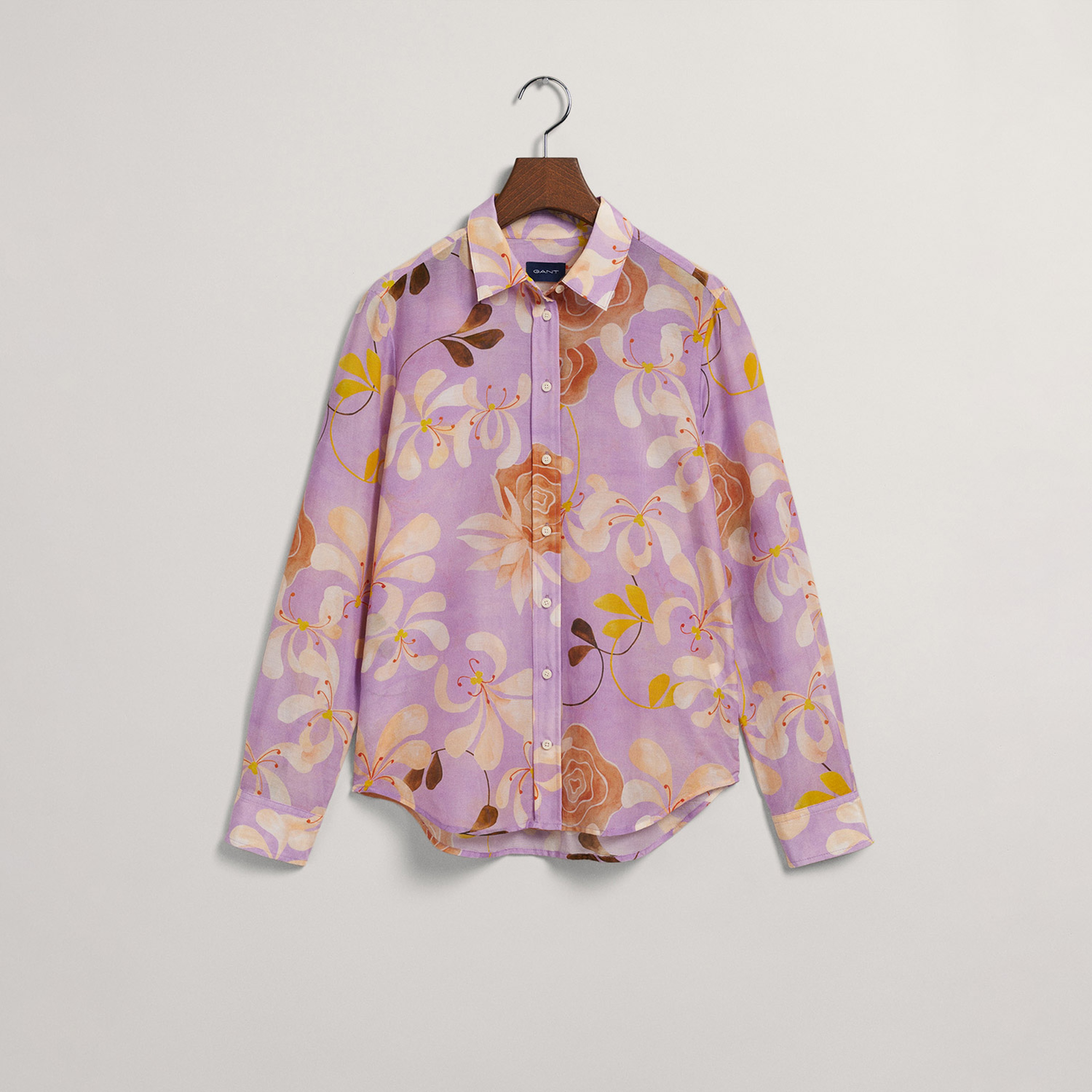 GANT Kadın Mor Regular Fit Düğmeli Yaka Desenli Gömlek