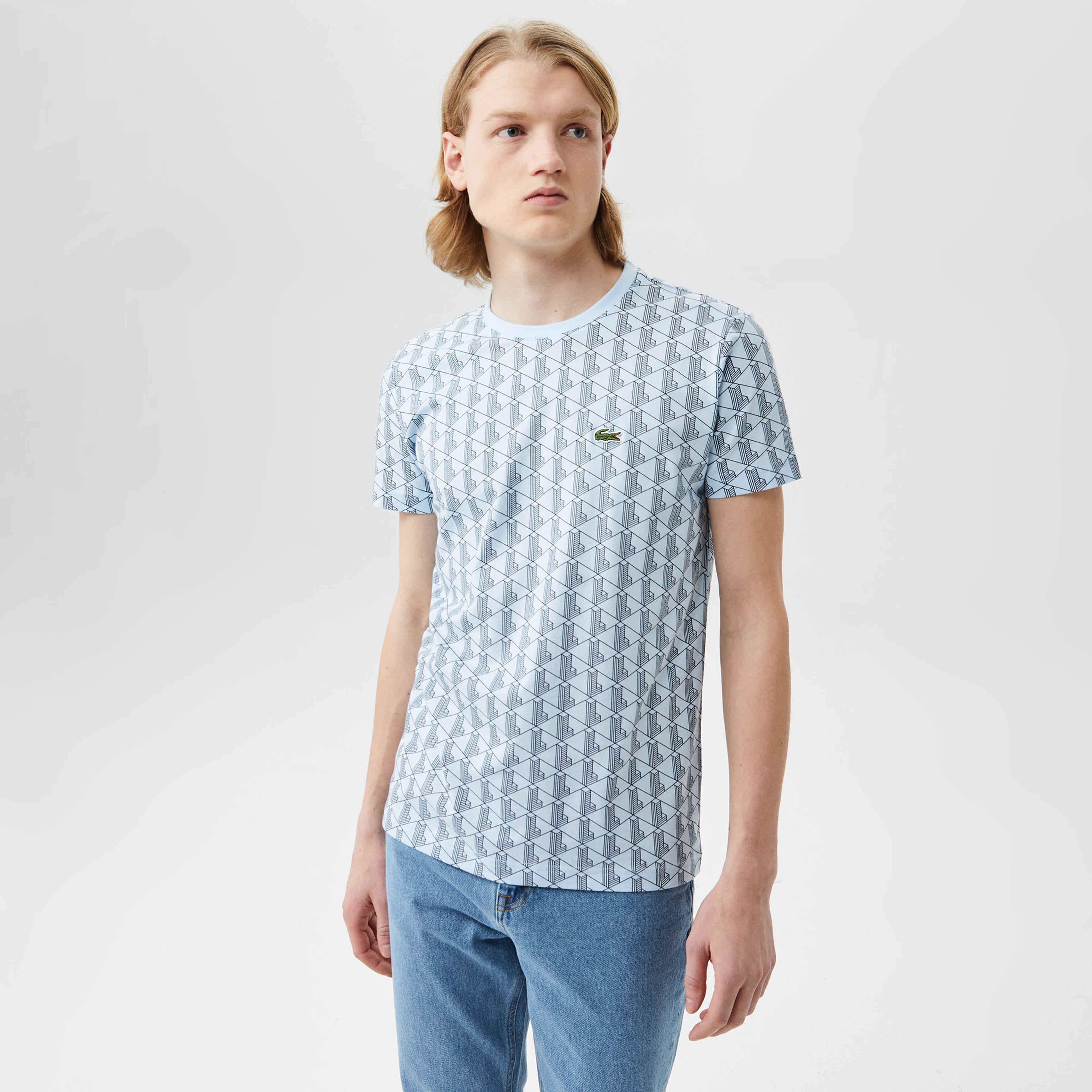 Lacoste Erkek Regular Fit Bisiklet Yaka Monogram Renkli T-Shirt