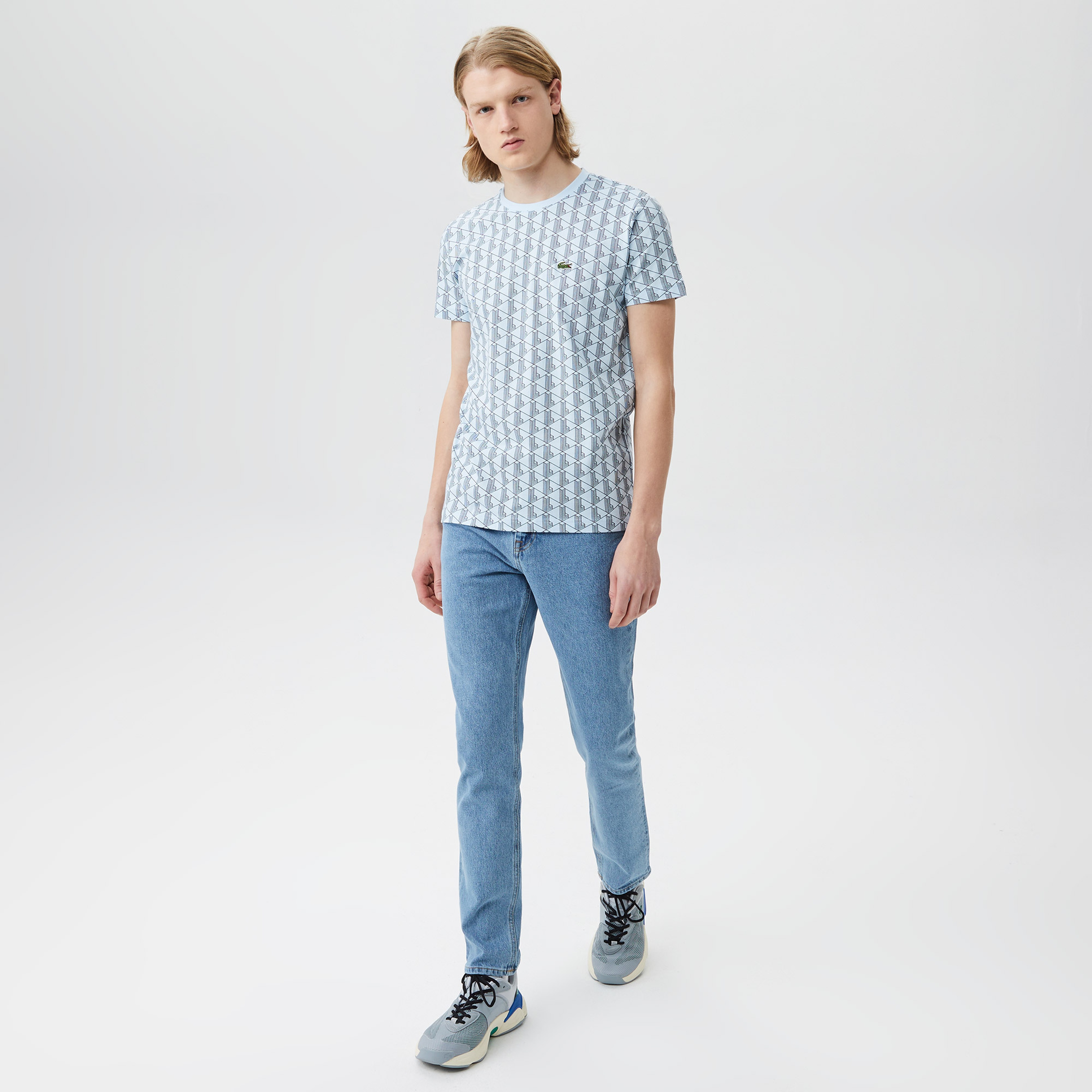 Lacoste Erkek Regular Fit Bisiklet Yaka Monogram Renkli T-Shirt