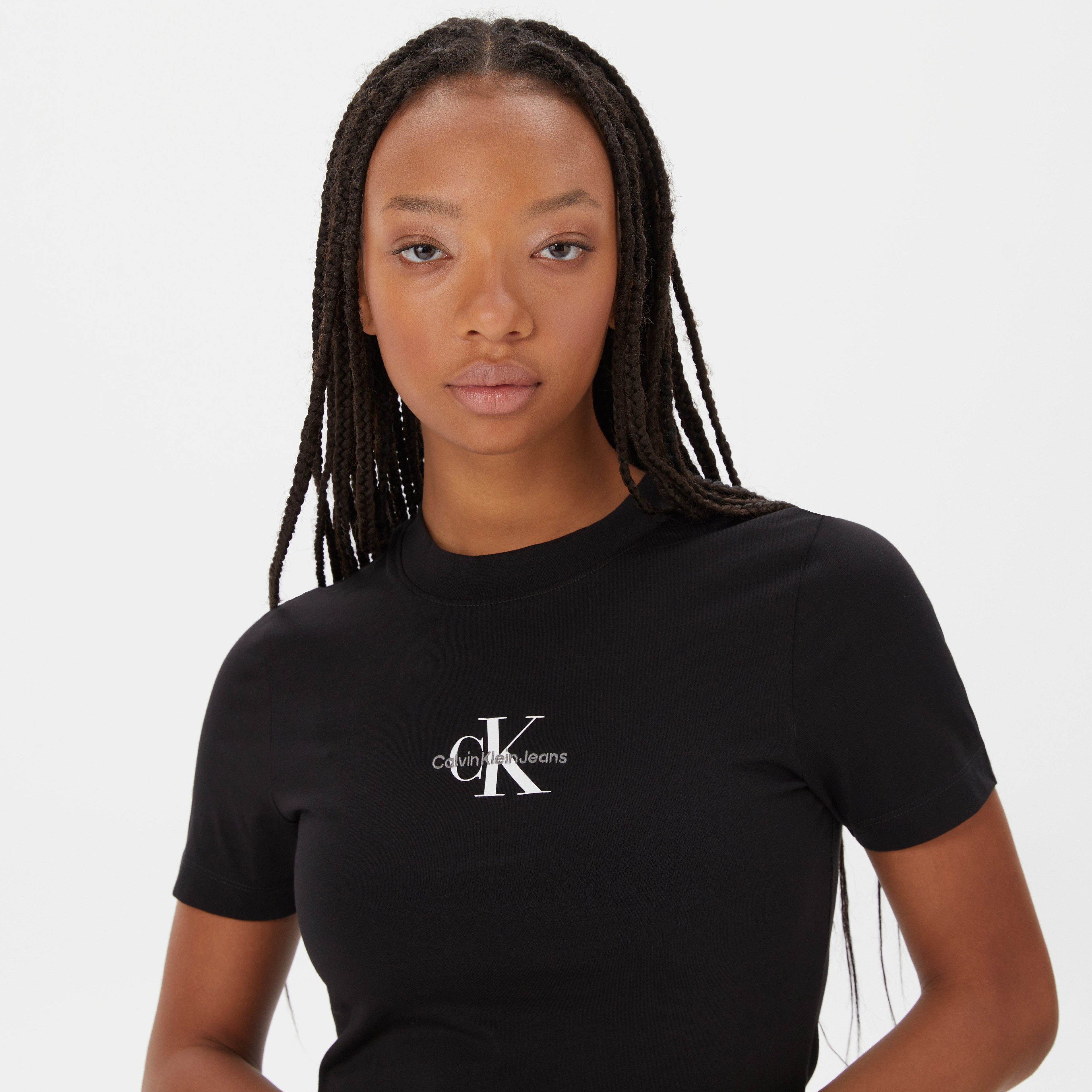 Calvin Klein Monologo Slim Fit Siyah Kadın T-shirt