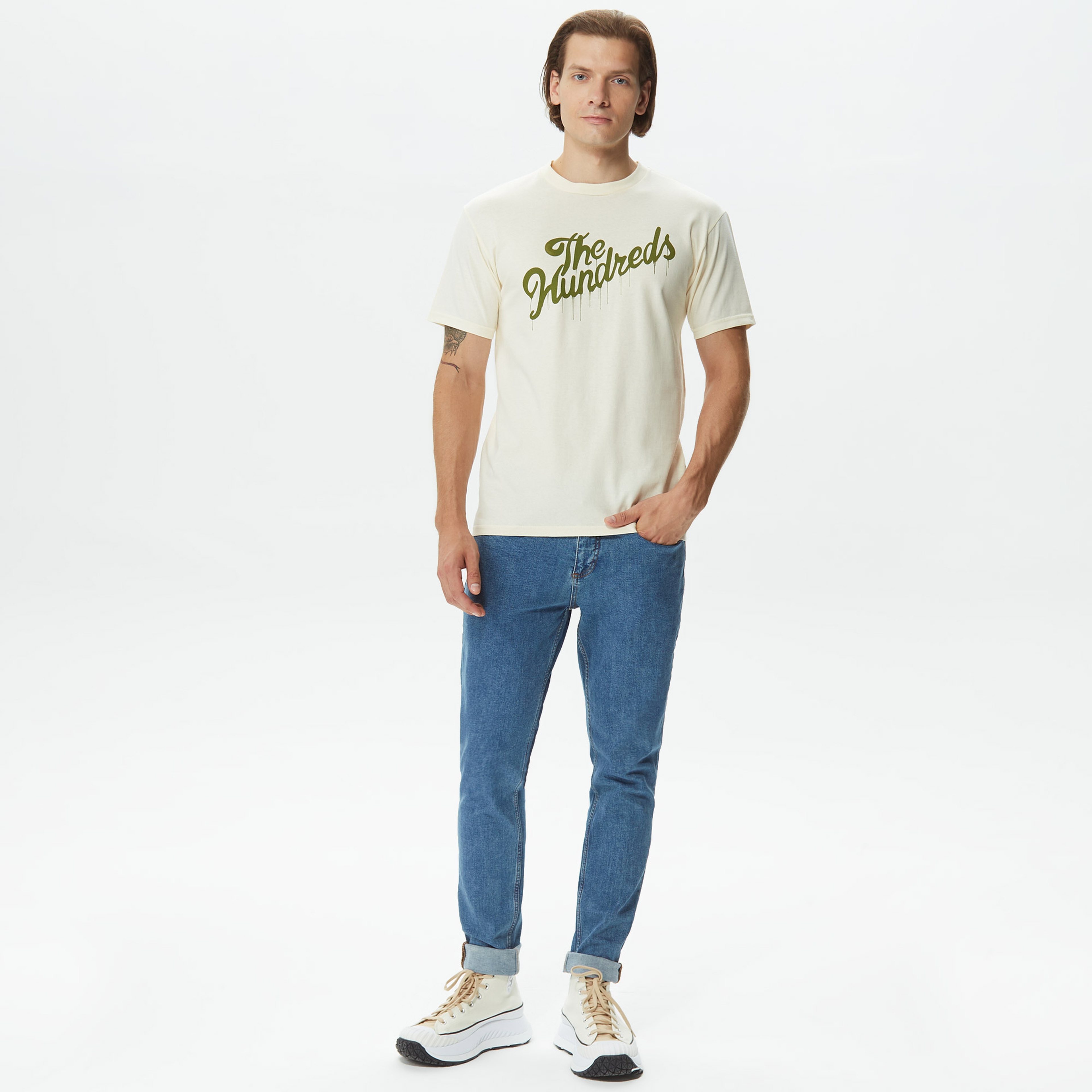The Hundreds Drip Slant Erkek Krem T-Shirt