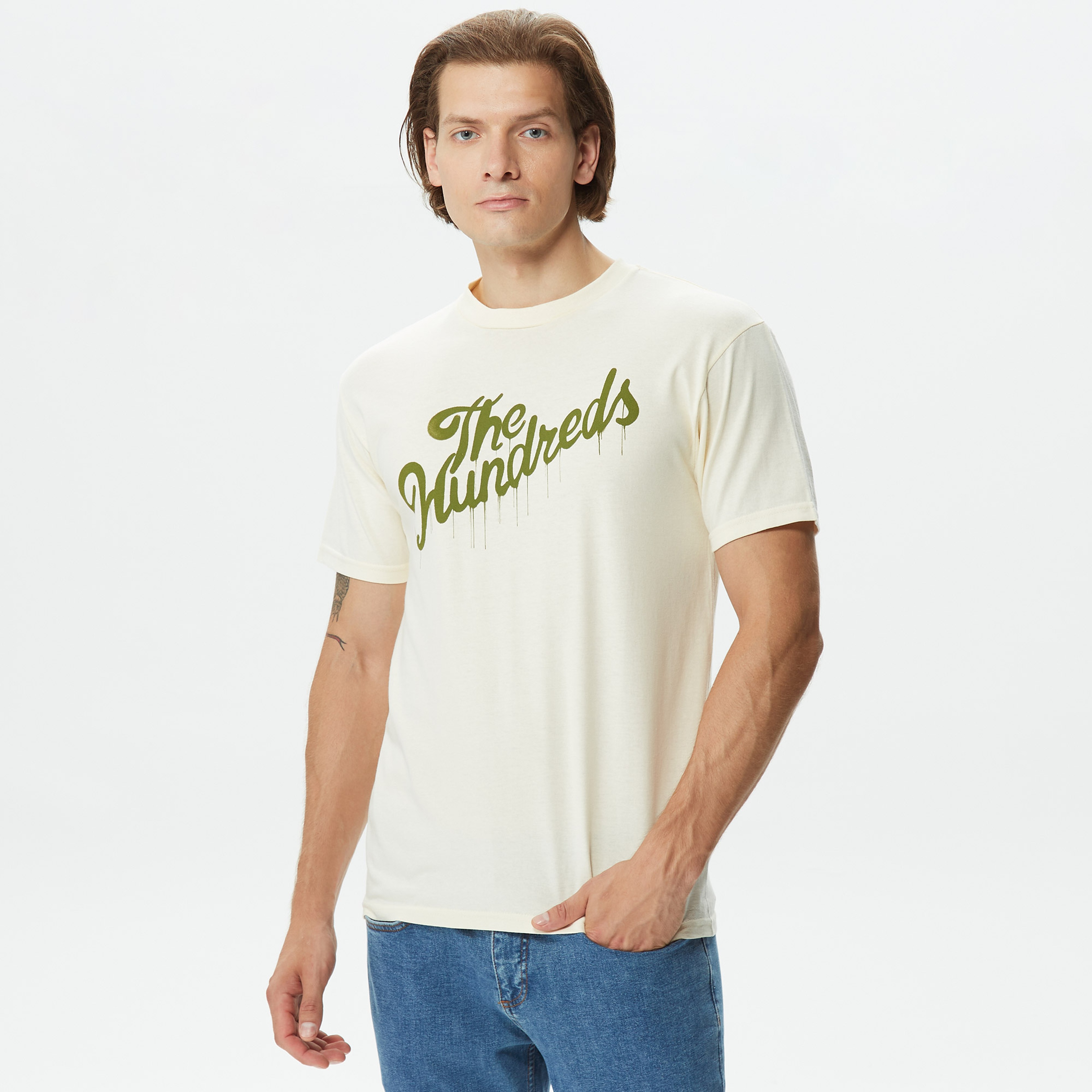 The Hundreds Drip Slant Erkek Krem T-Shirt