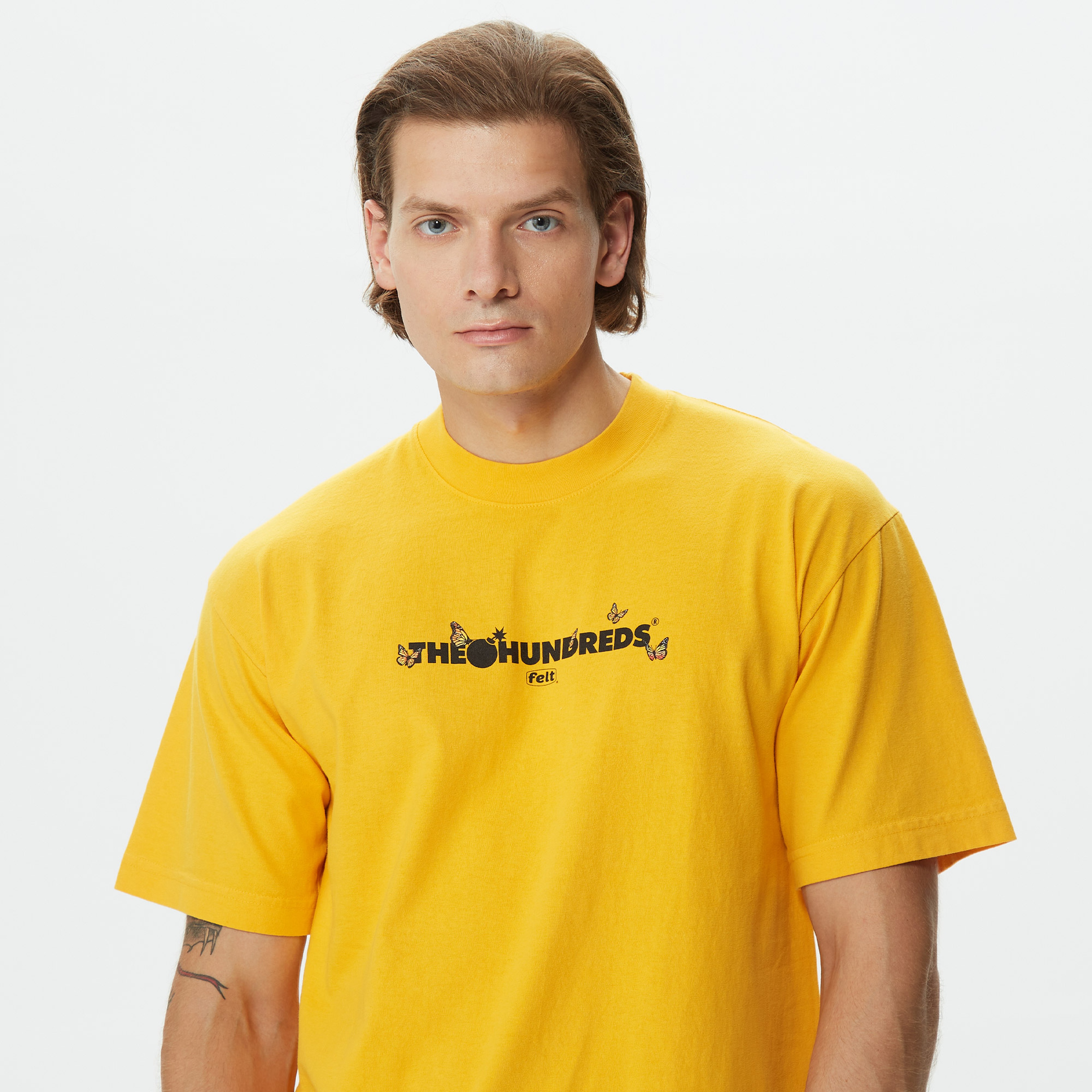The Hundreds Butterfly Adam Erkek Sarı T-Shirt