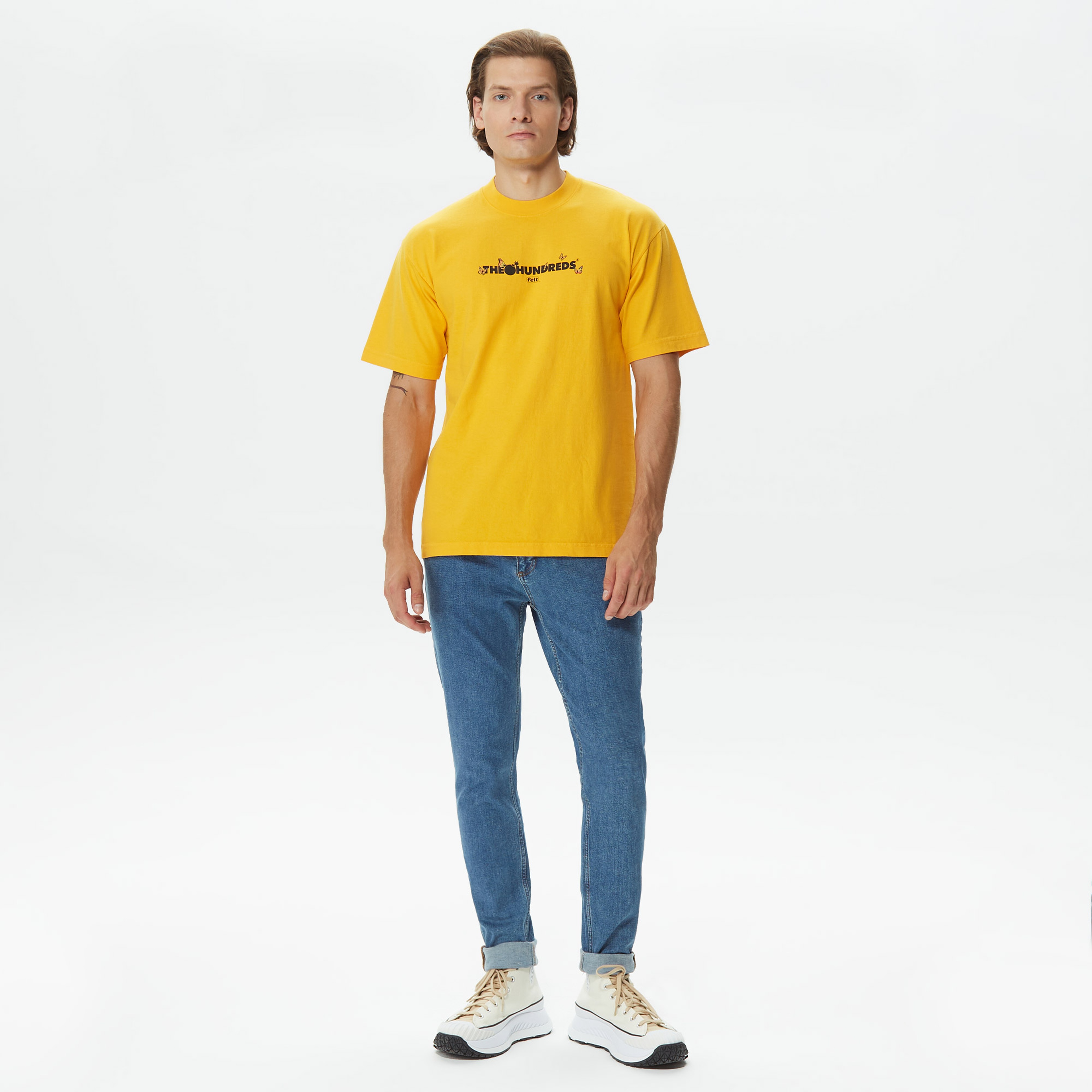 The Hundreds Butterfly Adam Erkek Sarı T-Shirt