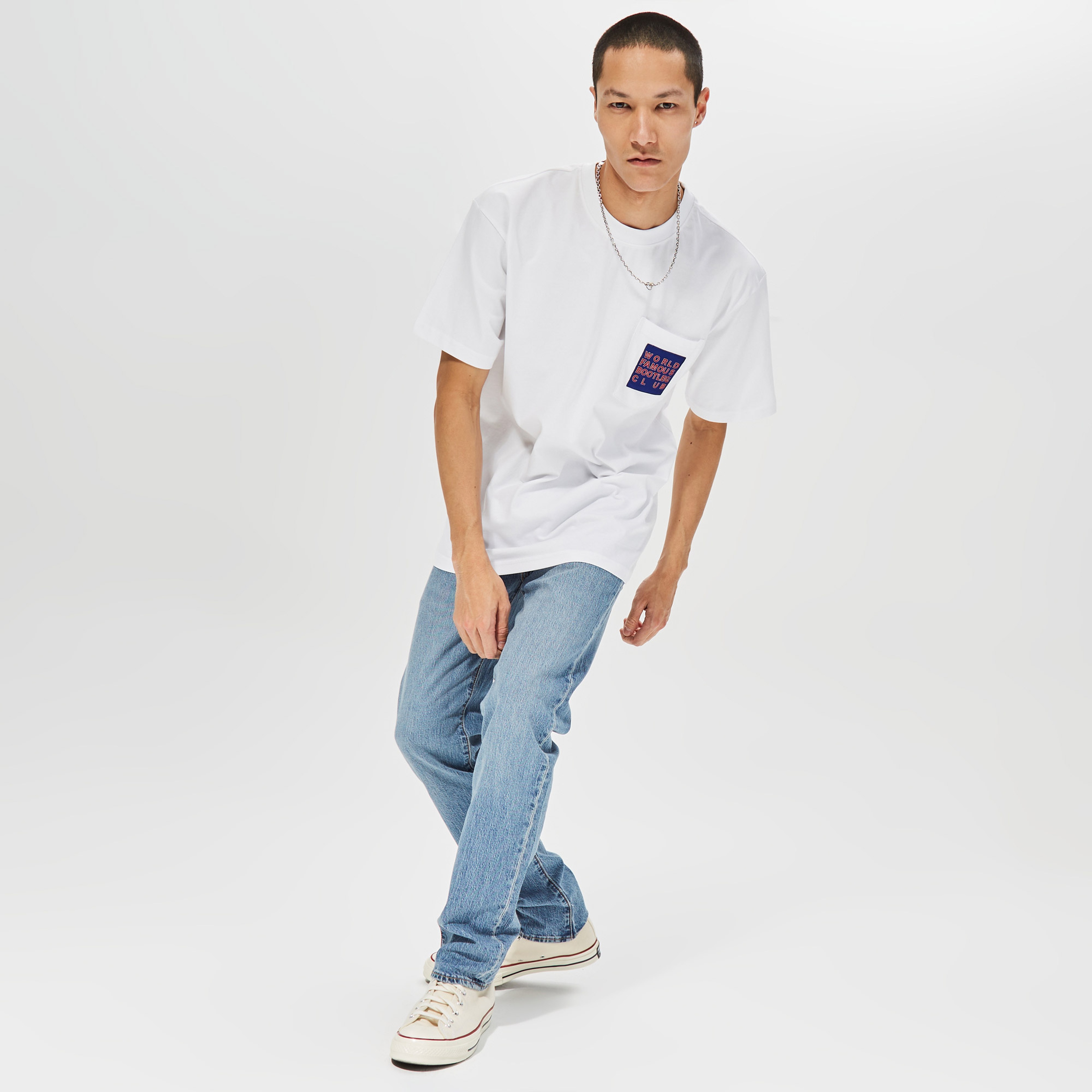 Market World Famous Bootleg Club Pocket Erkek Beyaz T-Shirt