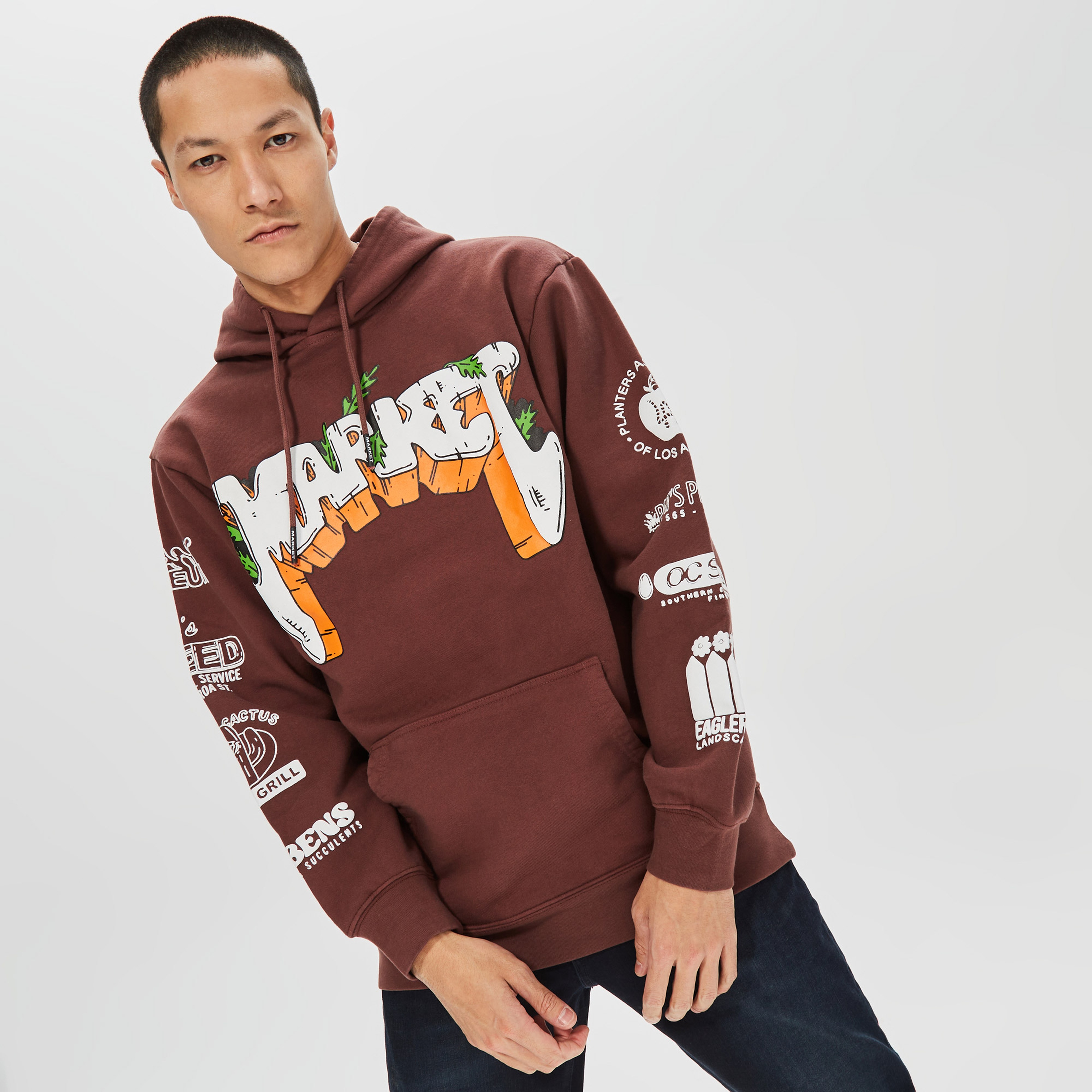 Market Growclub Erkek Kahverengi Hoodie