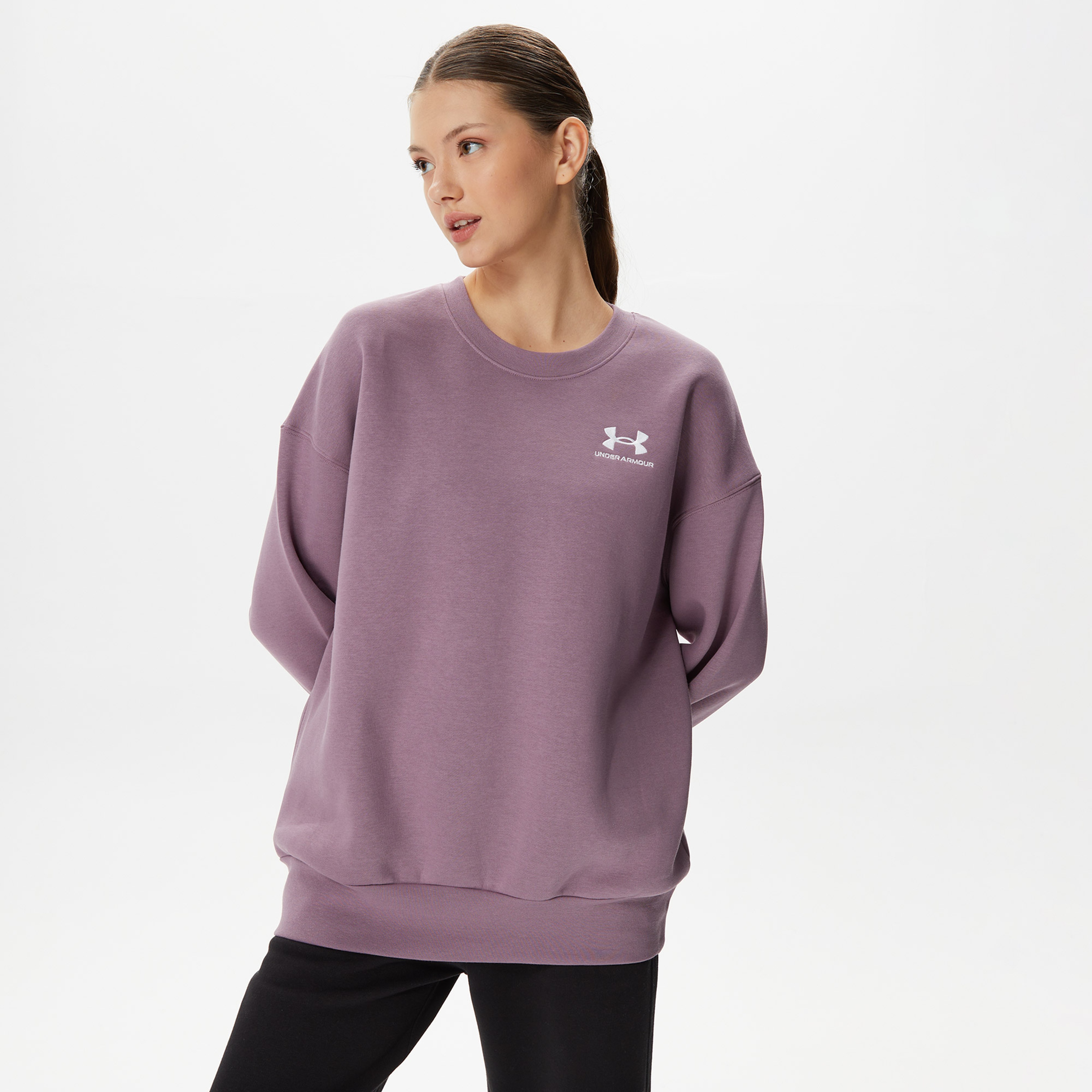 Under Armour Essential Flc Os Crew Kadın Mor Sweatshirt
