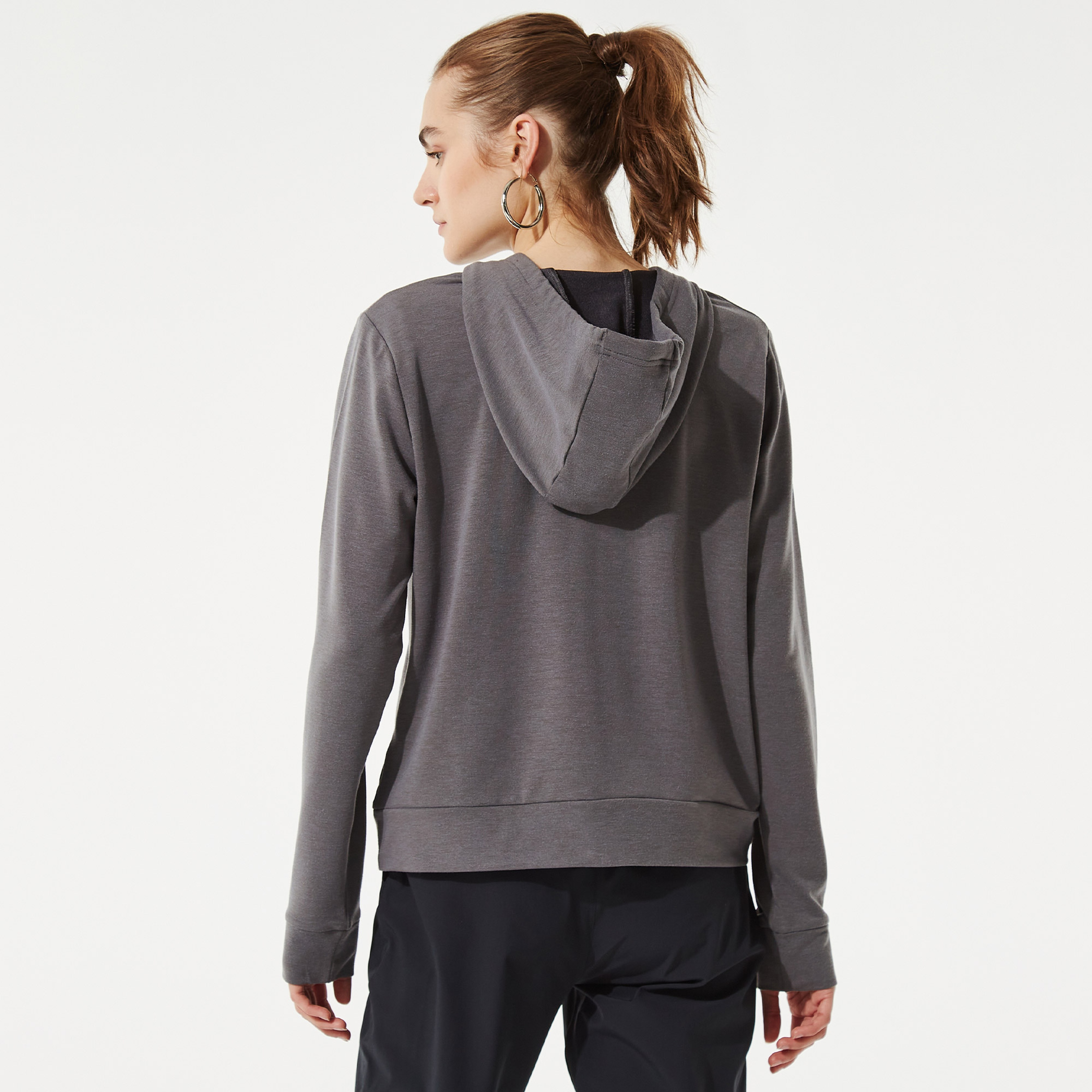 Under Armour Rival Terry Tam Boy Fermuarlı Kadın Gri Kapüşonlu Üst